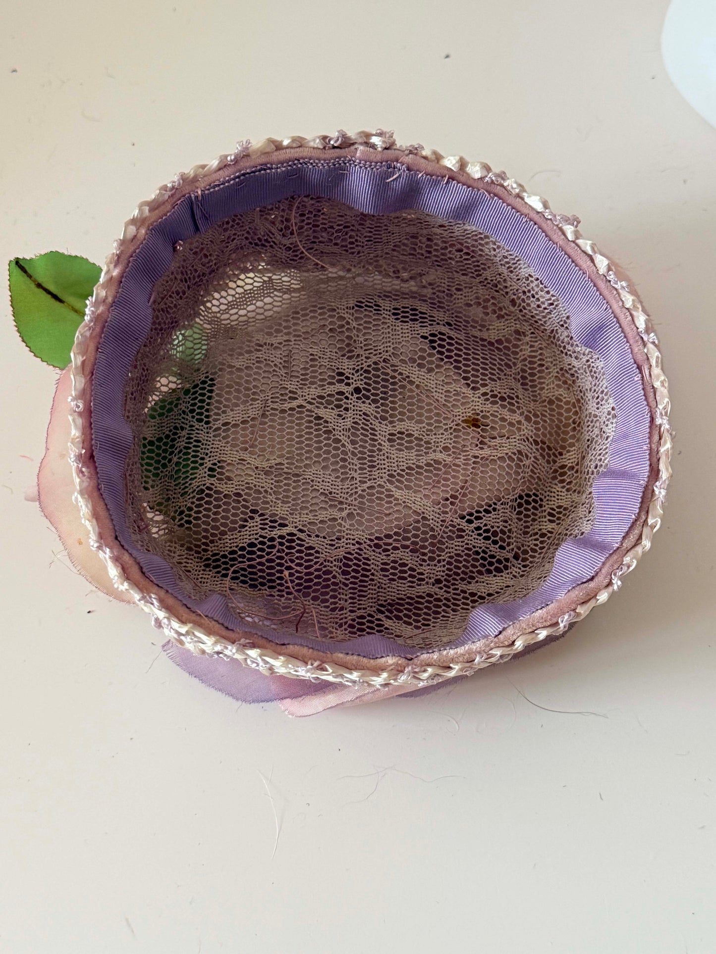 Vintage Lavender Floral Pillbox Hat | 1960s Flower Fascinator | Pastel Purple Raffia Pillbox | Romantic Wedding Guest Hat | Spring Garden Party Millinery