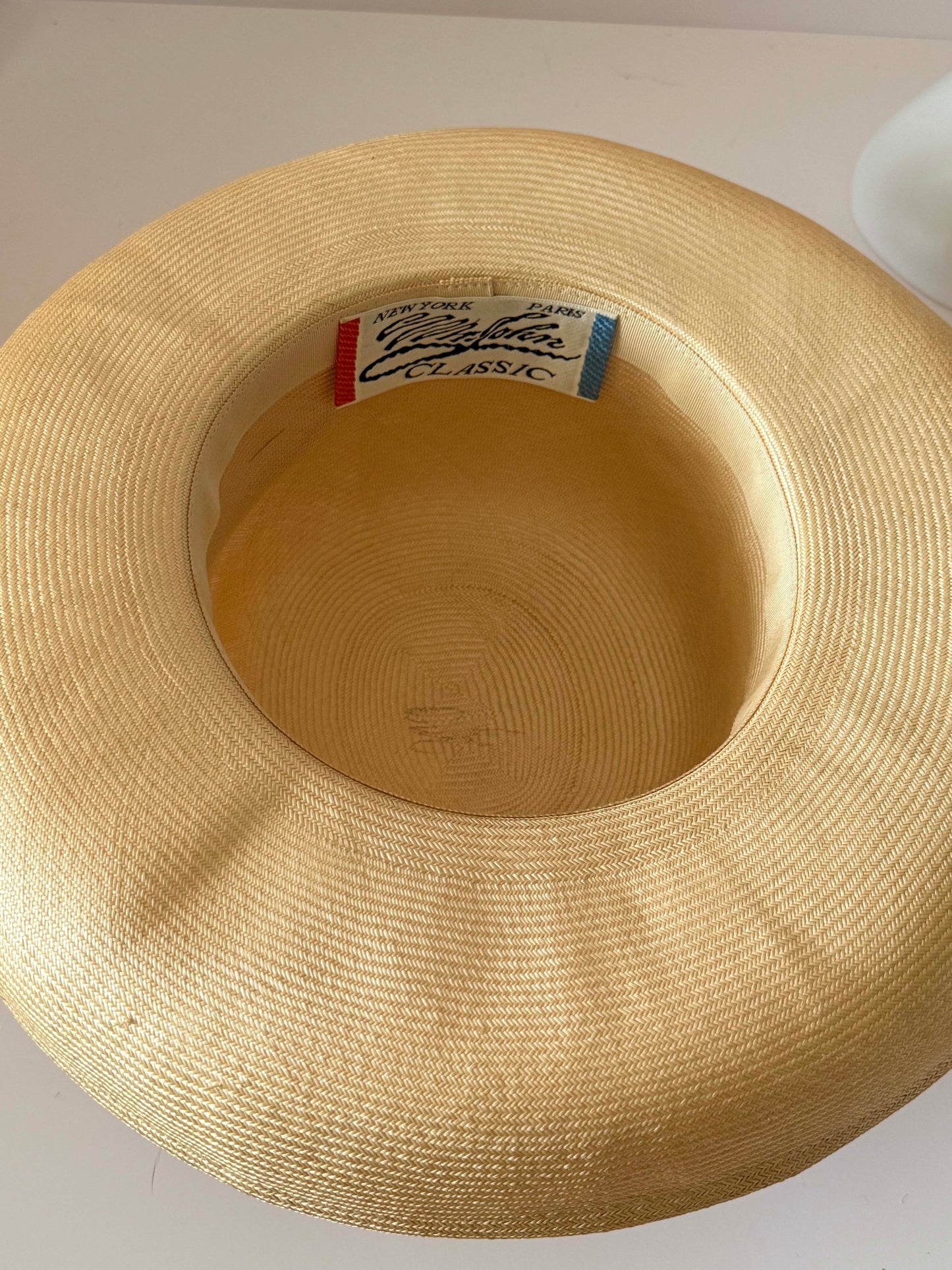 Vintage 1980s Mr John Classic Wide Brim Straw Hat | Ivory Cream Occasion Hat | Kentucky Derby Garden Party Wedding Hat