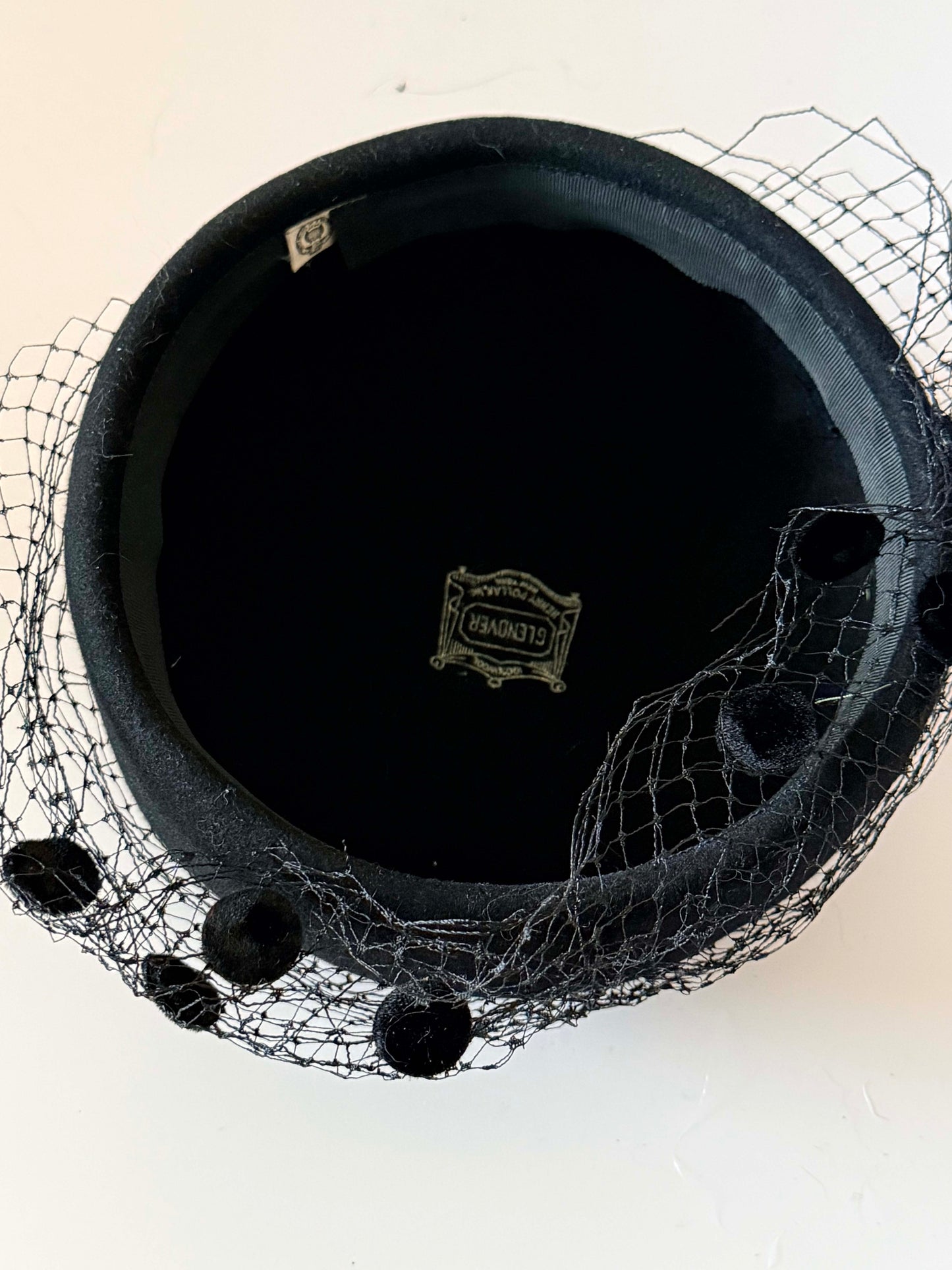 Vintage Glenover Black Veiled Pillbox Hat | 1950s Wool Felt Cocktail Hat | Pom Pom Veil Fascinator | Audrey Hepburn Style Millinery