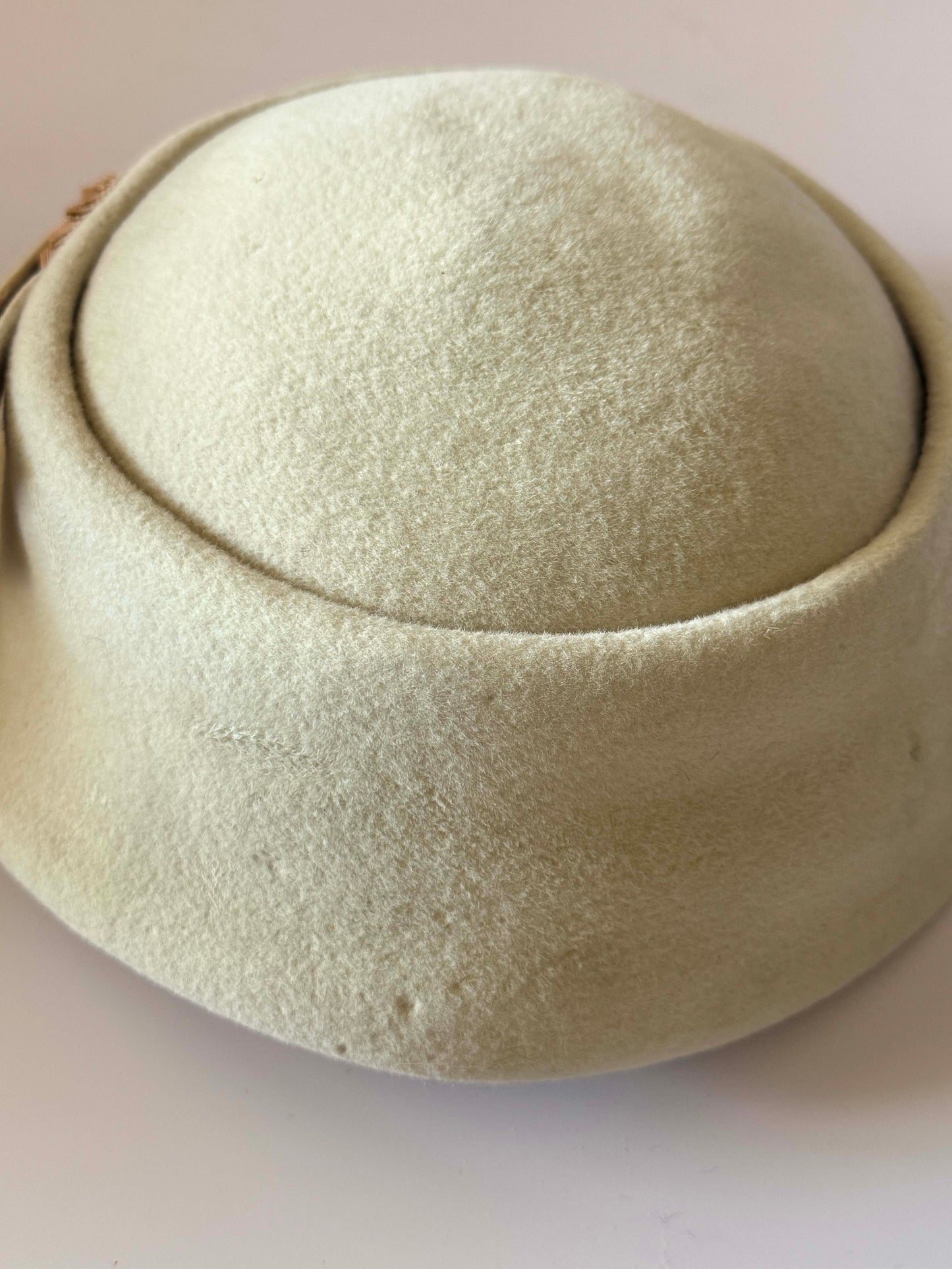 Vintage Dolphin Imported Fur Pillbox Hat | Ivory Fur Felt Toque Hat | 1950s Winter Millinery | Cream Cocktail Hat | Mid Century Designer Hat