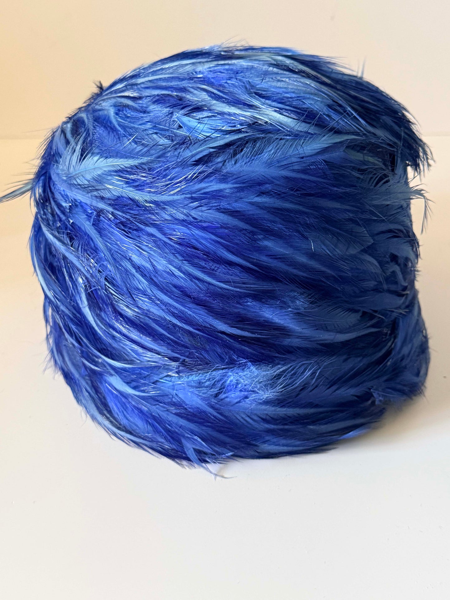 1960s Cobalt Blue Feather Cloche Hat | Vintage Feather Hat | Statement Cocktail Hat | Mid Century Glamour | Special Occasion Millinery