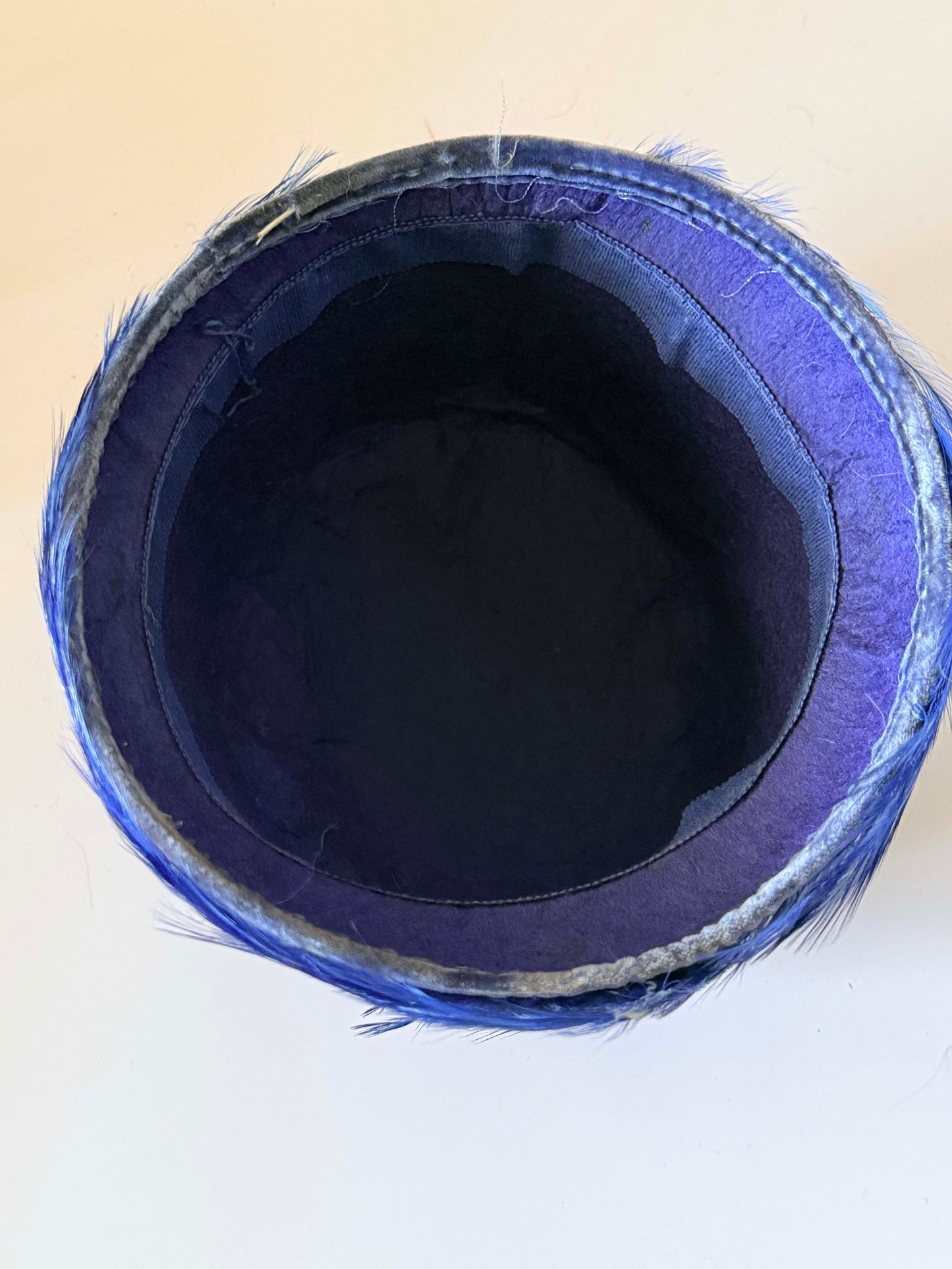 1960s Cobalt Blue Feather Cloche Hat | Vintage Feather Hat | Statement Cocktail Hat | Mid Century Glamour | Special Occasion Millinery