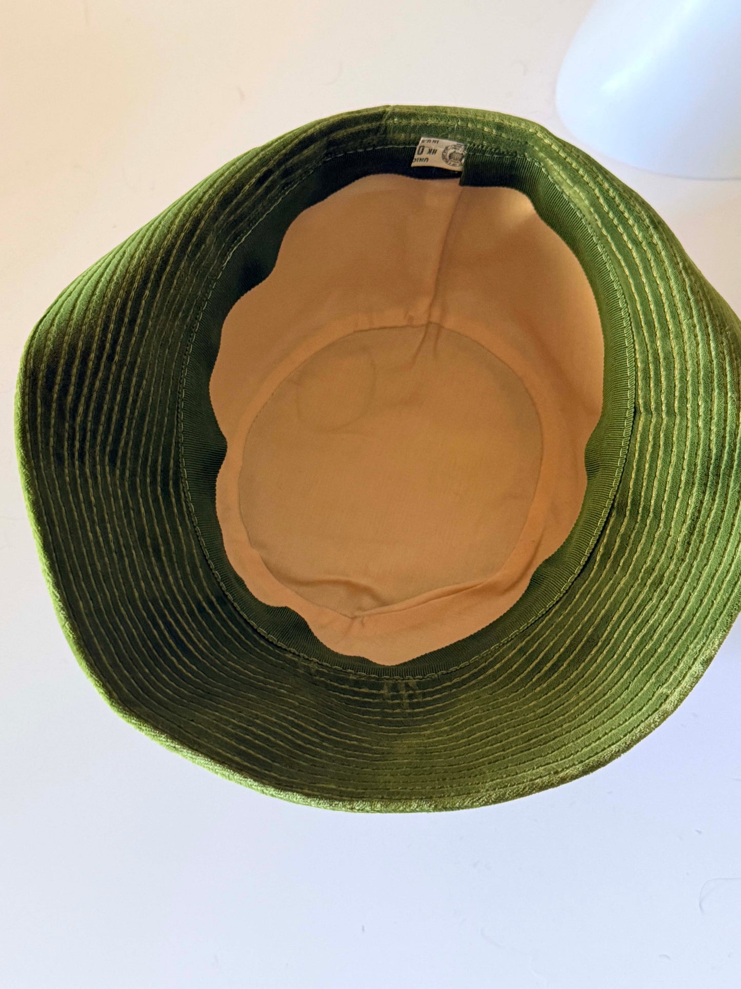 Vintage 1960s Olive Green Velvet Cloche Hat | Mod Bucket Hat | Mid Century Velvet Hat | Retro Women's Fashion Hat | Mad Men Style
