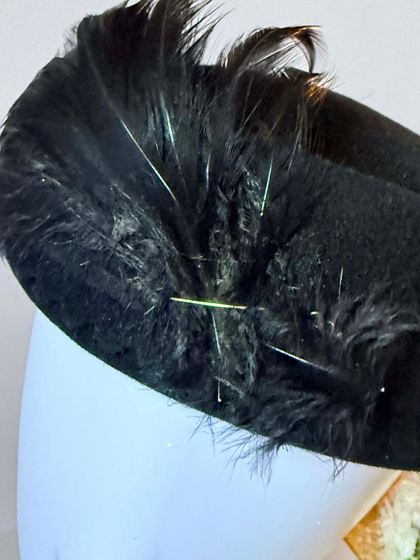 Vintage Black Velvet Pillbox Hat | Feather Cocktail Hat | 1950s Fascinator | Classic Millinery | Elegant Formal Hat