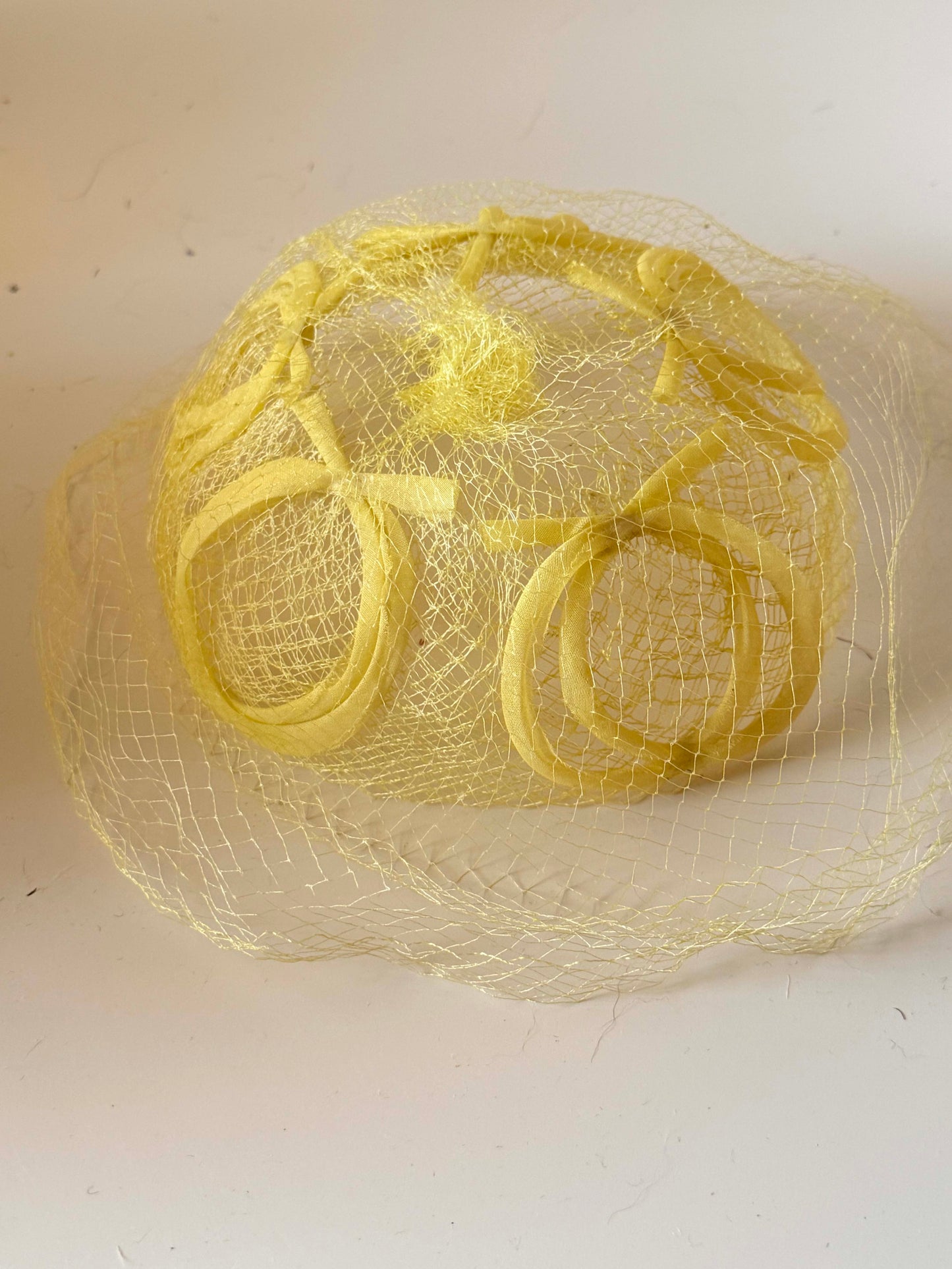 1950s Lemon Yellow Veiled Cocktail Hat | Vintage Fascinator Hat | Spring Garden Party Hat | Easter Hat | Mid Century Millinery