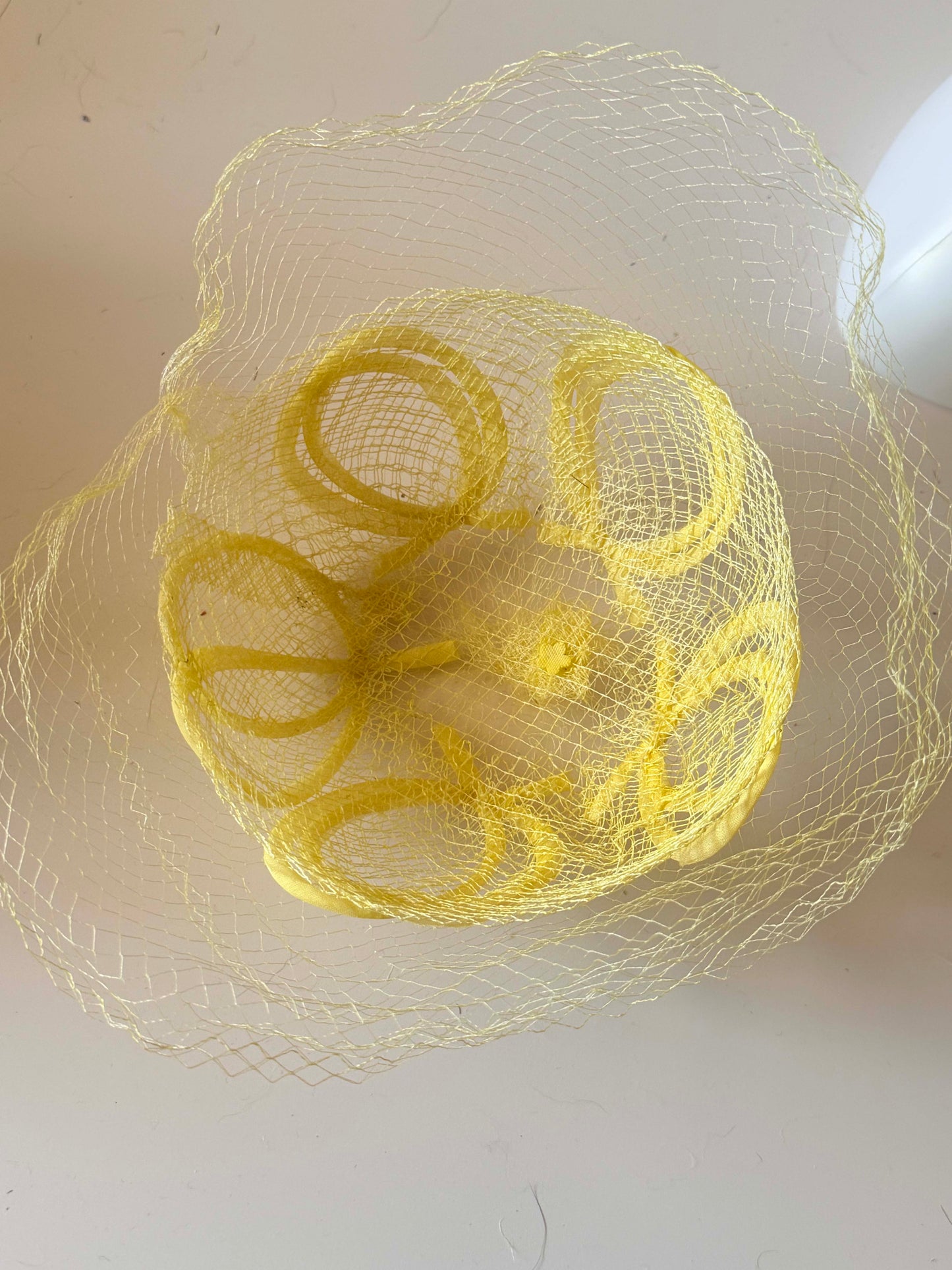 1950s Lemon Yellow Veiled Cocktail Hat | Vintage Fascinator Hat | Spring Garden Party Hat | Easter Hat | Mid Century Millinery