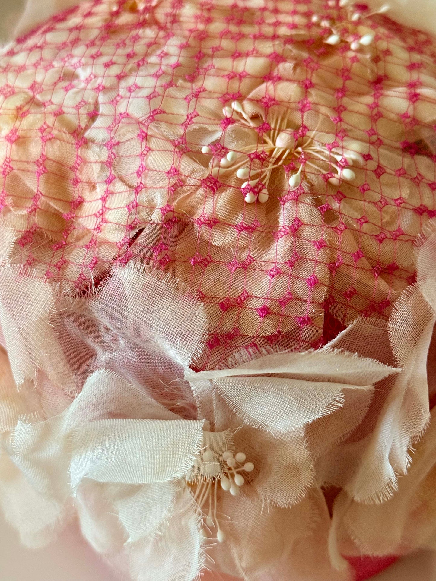 Vintage Mark III Floral Pillbox Hat, Pink Floral Cocktail Hat, 1960s Flower Hat, Veiled Spring Hat, Romantic Bridal Hat, Garden Party Millinery