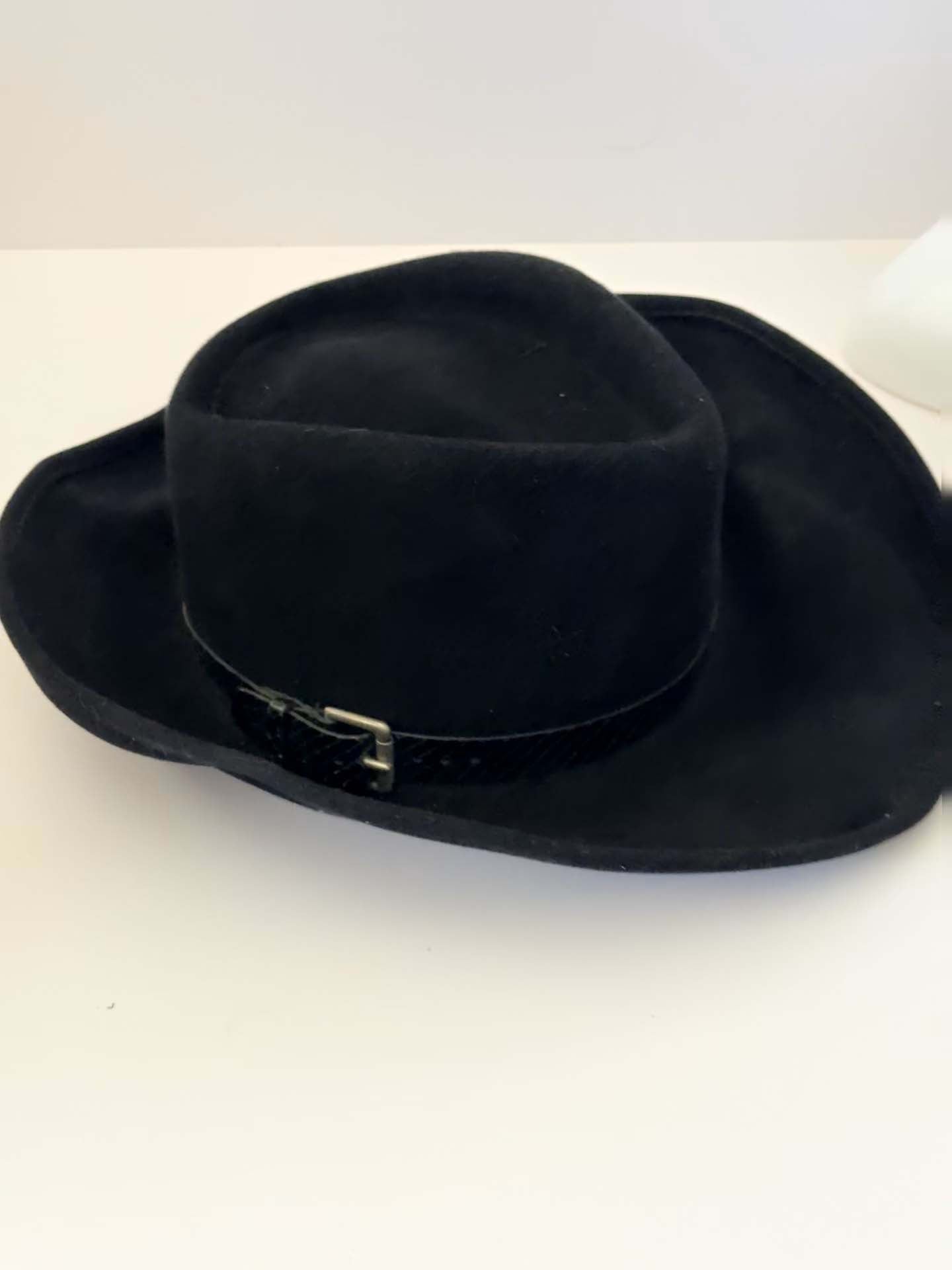 Vintage Eric Javits Black Wool Western Hat | Designer Cowboy Hat | Luxury Felt Ranch Hat | Black Wide Brim Western Hat | Unisex Western Fashion