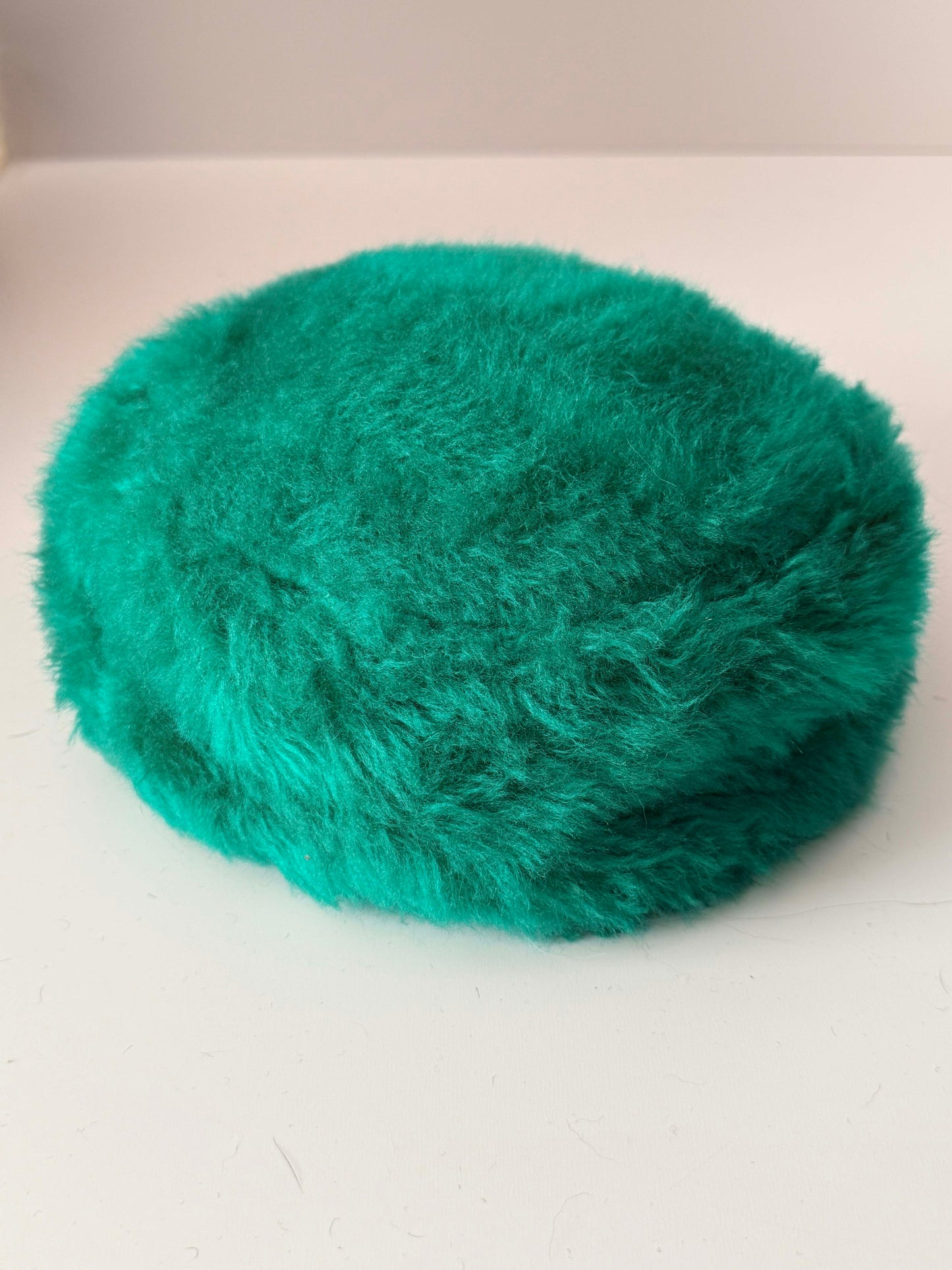 Vintage Emerald Green Faux Fur Pillbox Hat | 1960s Mod Winter Hat | Bright Teal Green Furry Hat | Retro Statement Millinery