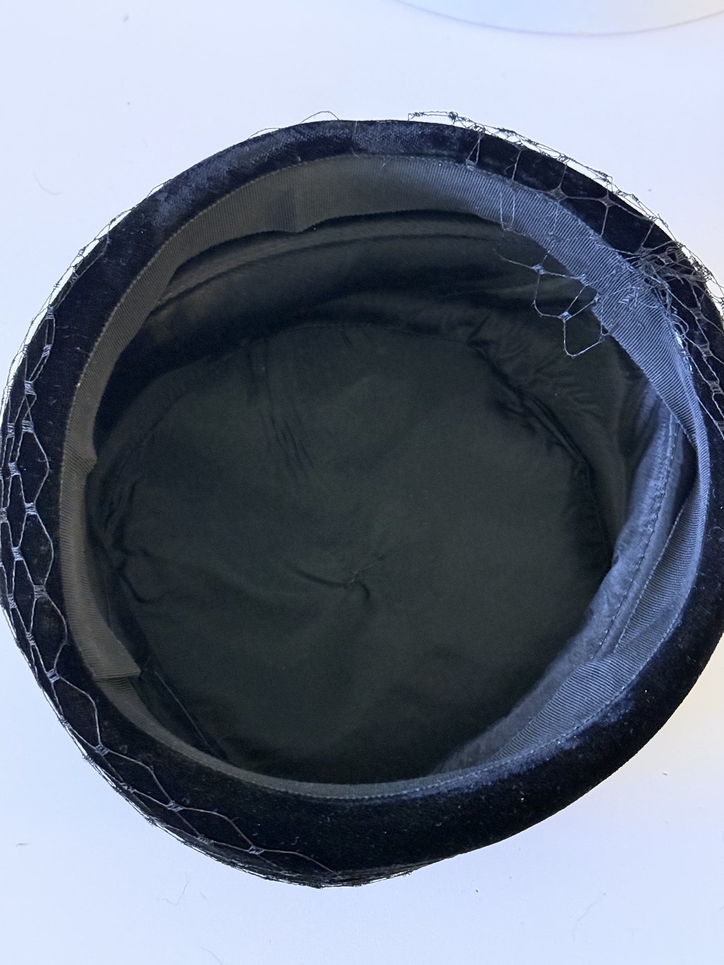 Vintage Inky Black Velvet Hat | 1940s–1960s Noir Elegance Cocktail Hat
