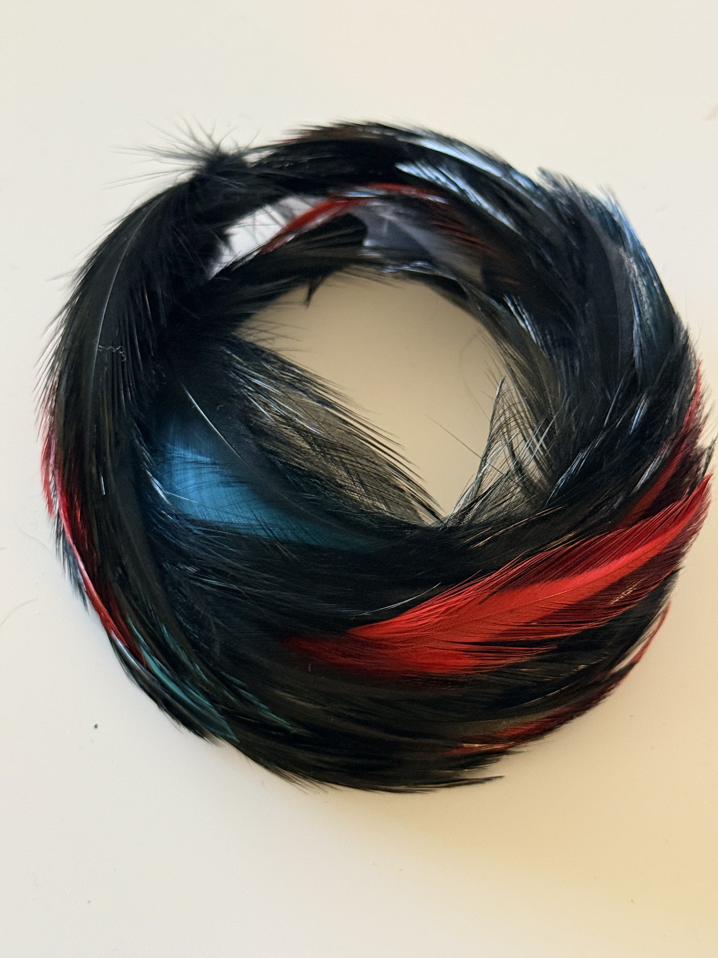 Vintage Starlet Feather Fascinator | 1940s–1950s Black, Red & Aqua Old Hollywood Hat