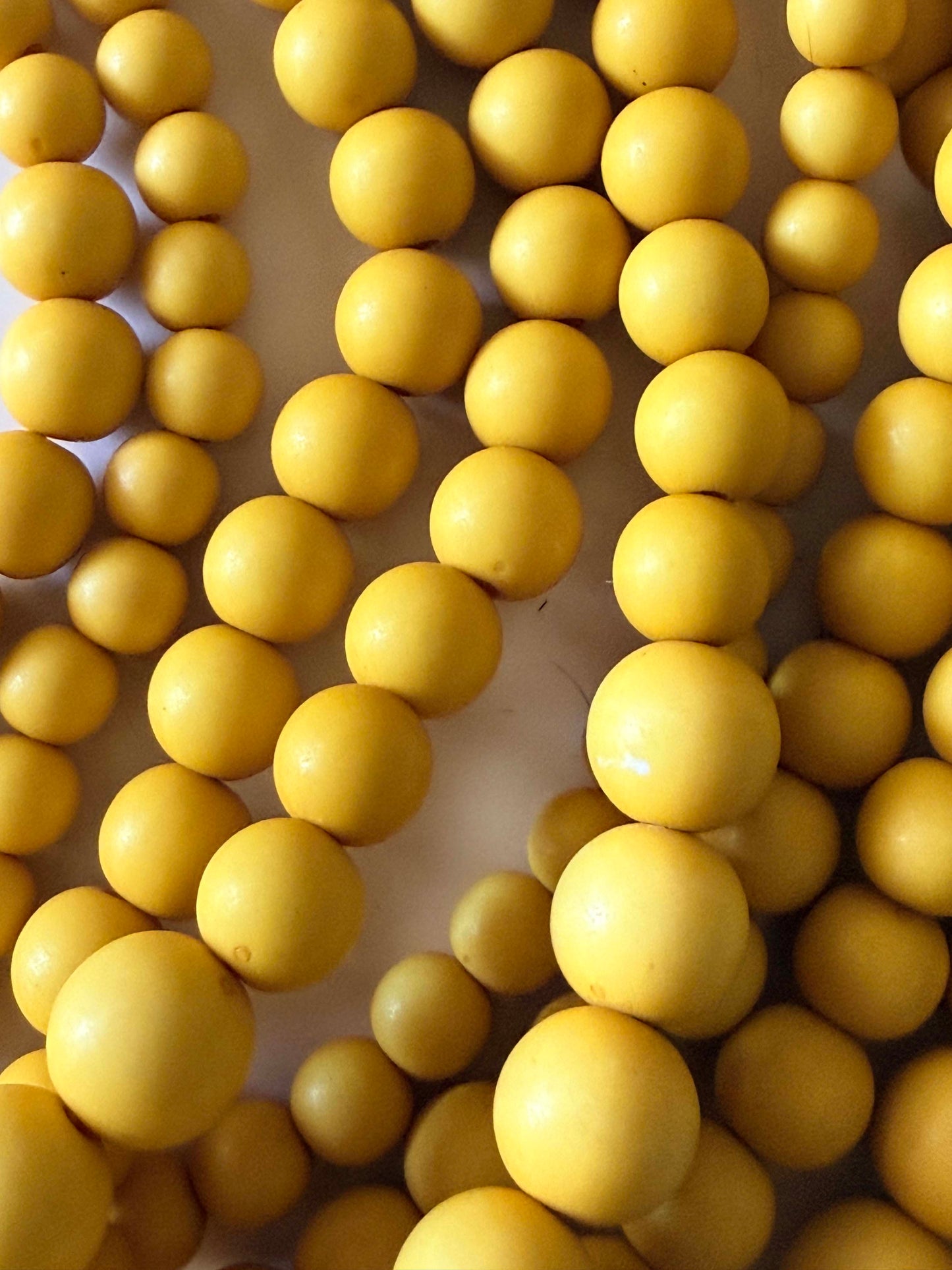 Vintage Mustard Yellow Multi Strand Beaded Necklace | Layered Statement Necklace | Mid Century Modern Jewelry | Bold Retro Bead Necklace