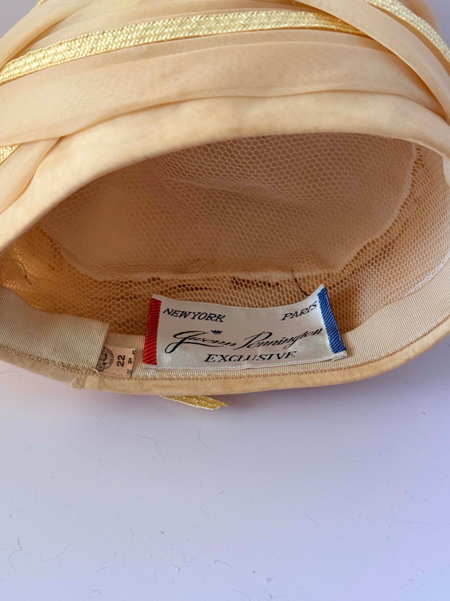 Vintage Gwen Pennington Turban Hat | Cream & Butter Yellow Draped Cocktail Hat | Designer Millinery | 1960s 1970s Formal Hat | Wedding Guest Hat