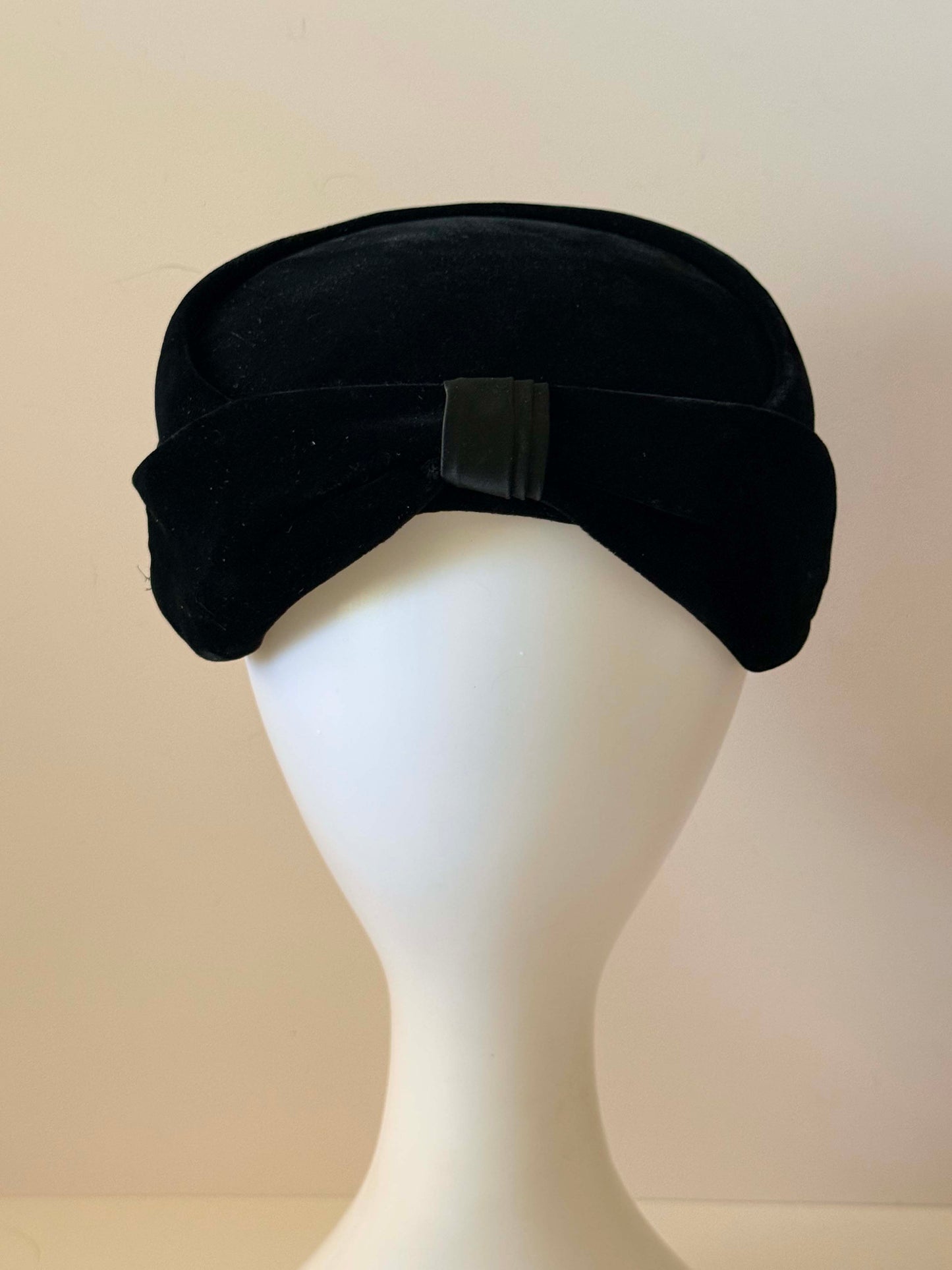 Vintage Black Velvet Pillbox Hat with Rhinestone Brooch | 1960s Cocktail Hat | Style-Kraft Dallas Millinery | Elegant Evening Fascinator