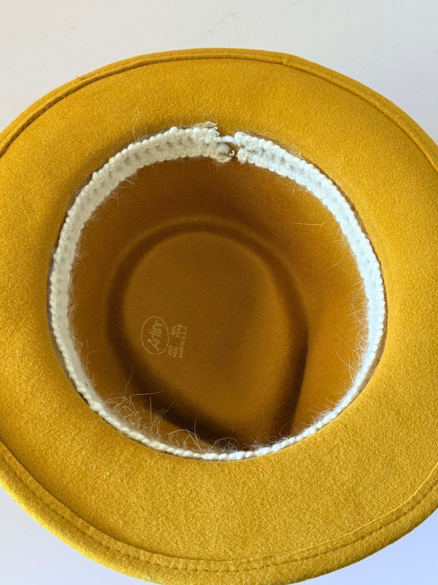 Vintage Mustard Yellow Fedora Hat | Wide Brim Felt Hat | Wool Felt Fedora | Boho Western Hat