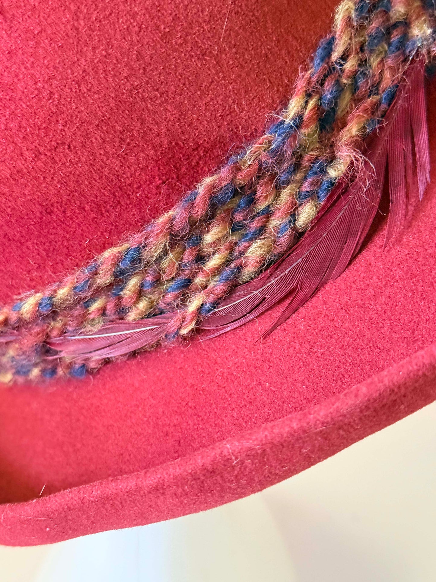 Vintage Frank Olive Rust Red Wool Felt Hat | Wide Brim Cloche Hat | Designer Millinery | 1970s Statement Hat