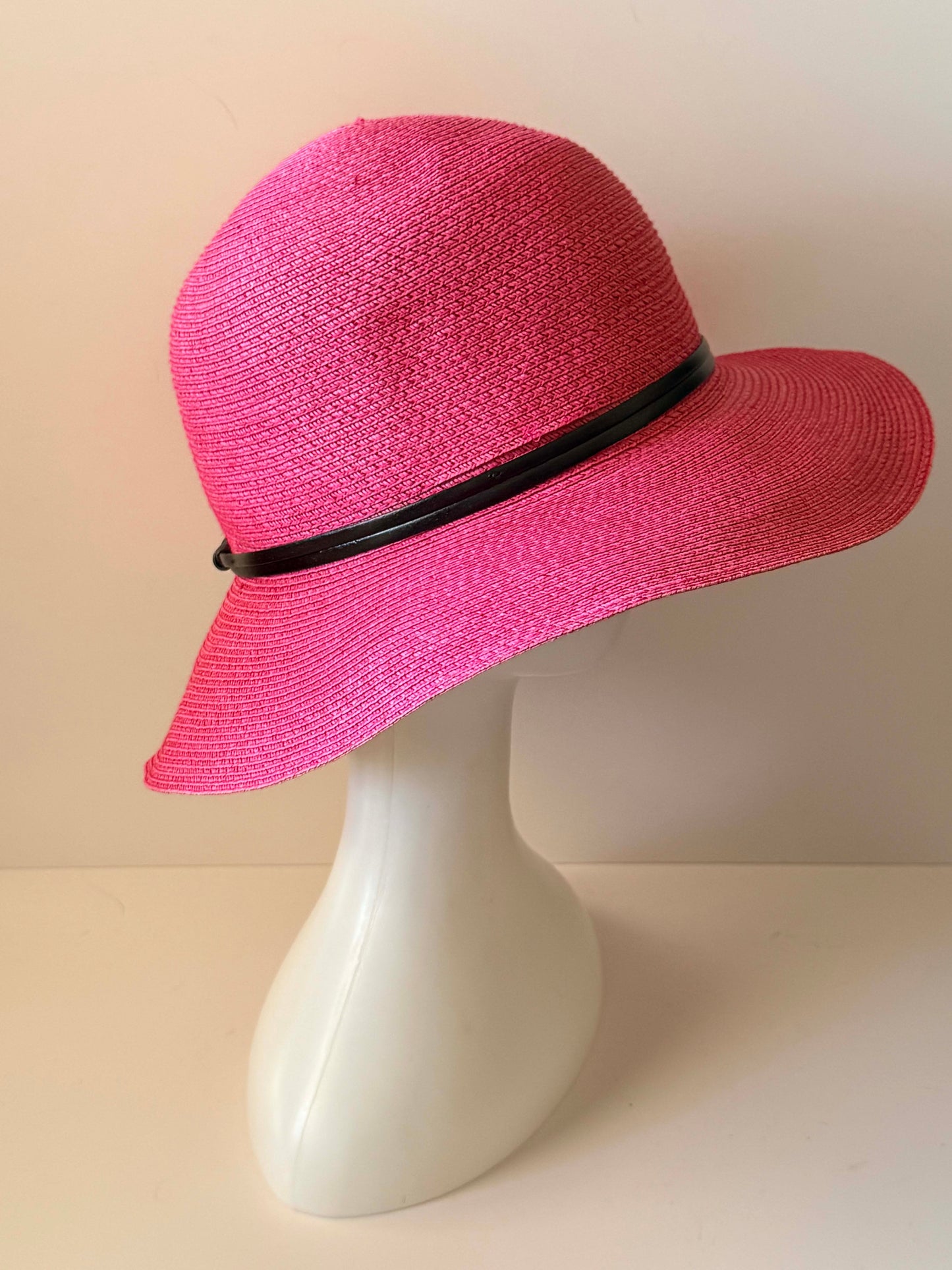 Filippo Catarzi Wide Brim Sun Hat | Hot Pink Italian Straw Hat | Designer Resort Hat | Kentucky Derby Hat