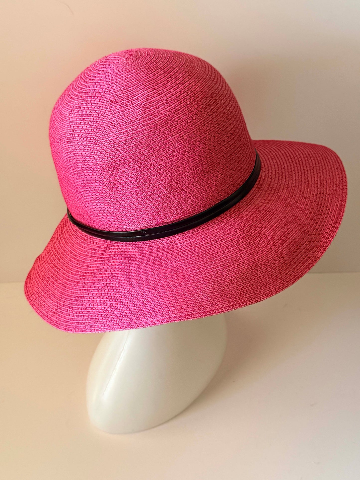 Filippo Catarzi Wide Brim Sun Hat | Hot Pink Italian Straw Hat | Designer Resort Hat | Kentucky Derby Hat