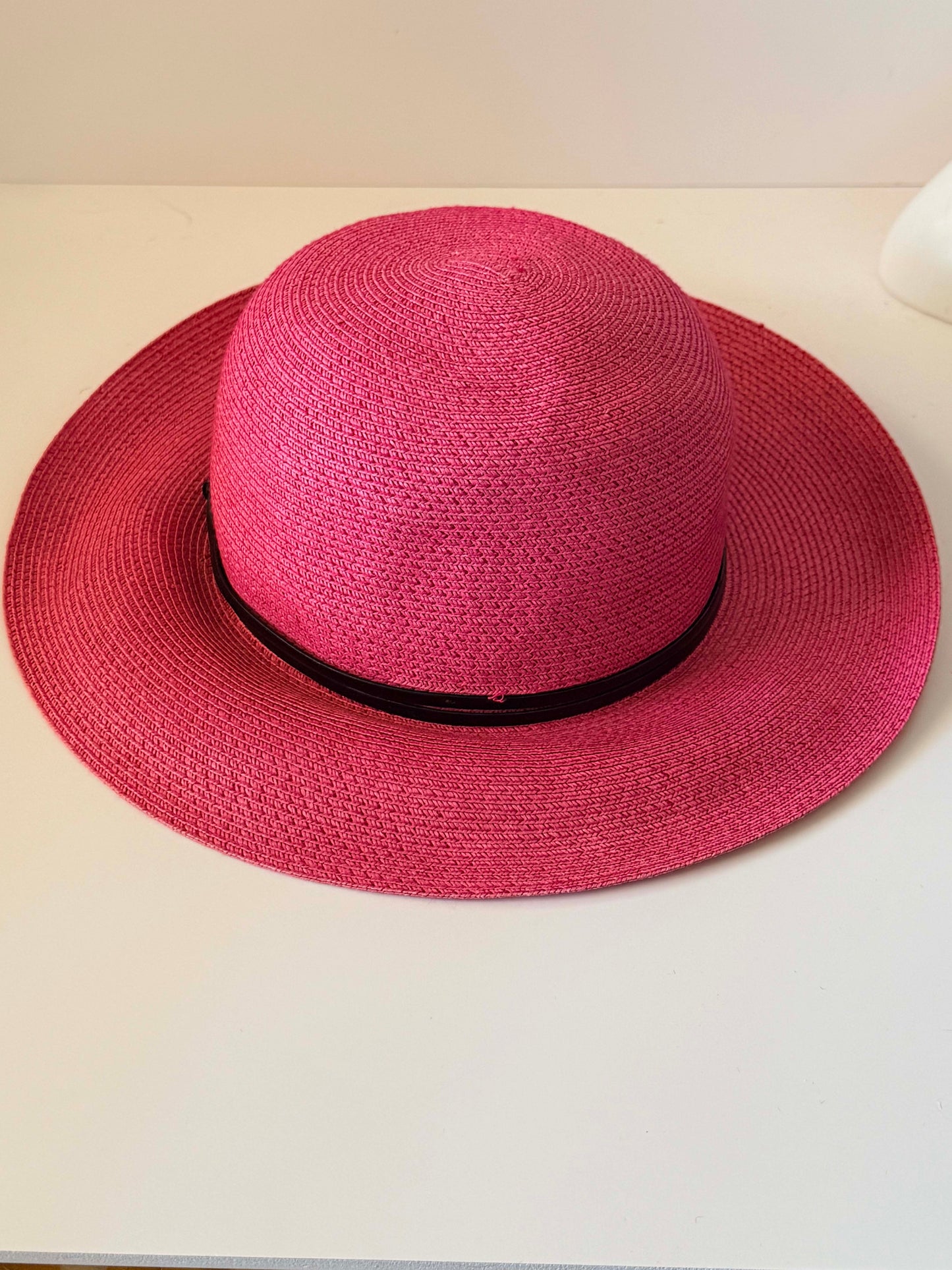 Filippo Catarzi Wide Brim Sun Hat | Hot Pink Italian Straw Hat | Designer Resort Hat | Kentucky Derby Hat