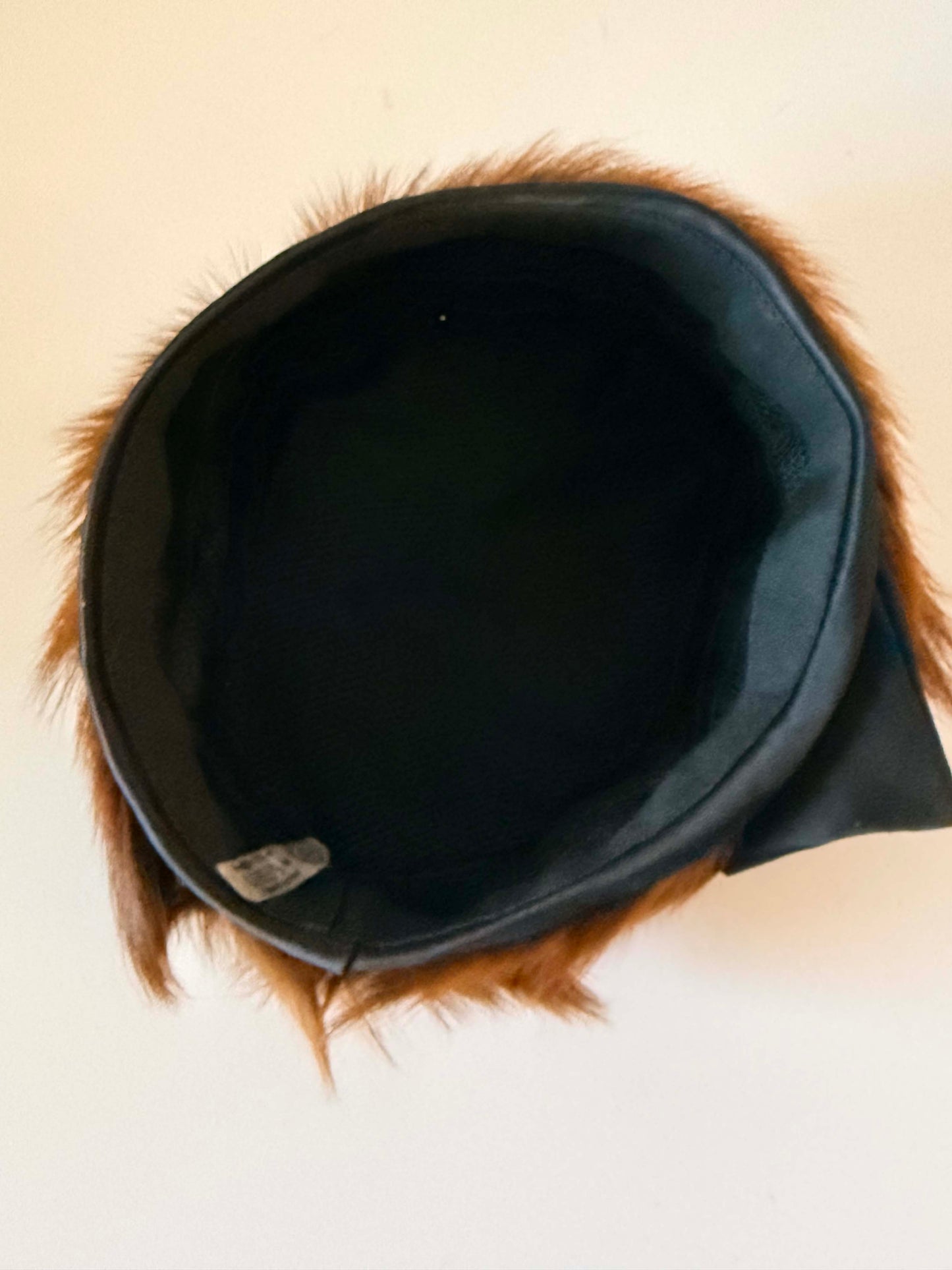 Vintage Fur Trim Satin Pillbox Hat | 1960s Mink Fur Cocktail Hat | Black Satin Winter Hat | Mid Century Glamour Millinery