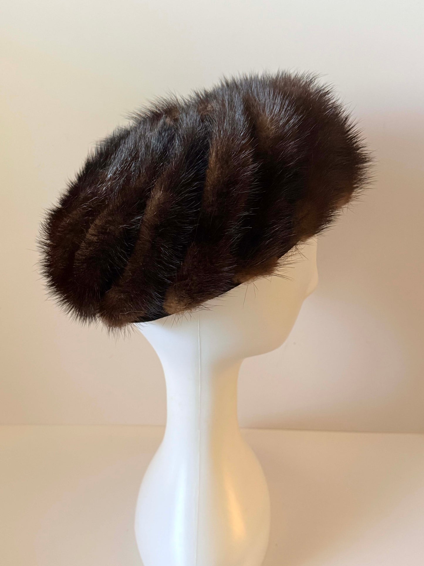 Vintage Mink Fur Pillbox Hat | Cécile Original New York | 1950s Brown Mink Cocktail Hat | Mid Century Fur Hat | Classic Winter Millinery