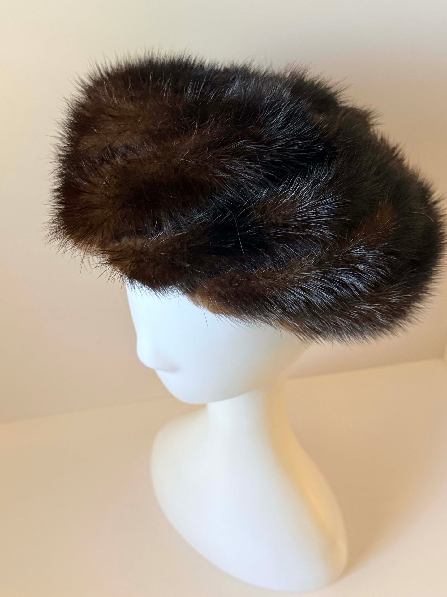 Vintage Mink Fur Pillbox Hat | Cécile Original New York | 1950s Brown Mink Cocktail Hat | Mid Century Fur Hat | Classic Winter Millinery