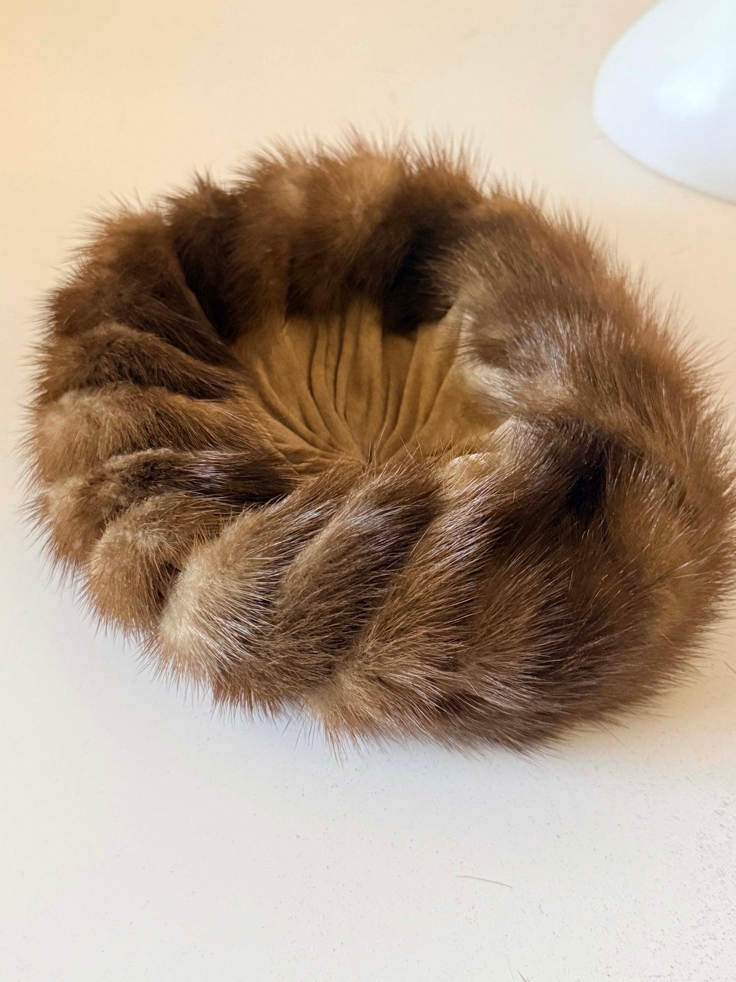 Vintage Mink Fur Pillbox Hat | Champagne Gathered Crown | 1950s Fur Cocktail Hat | Mid Century Winter Hat | Luxury Vintage Millinery