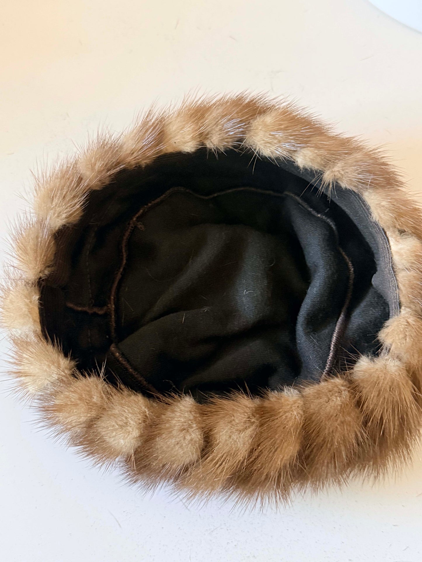 Vintage Mink Fur Pillbox Hat | Champagne Gathered Crown | 1950s Fur Cocktail Hat | Mid Century Winter Hat | Luxury Vintage Millinery