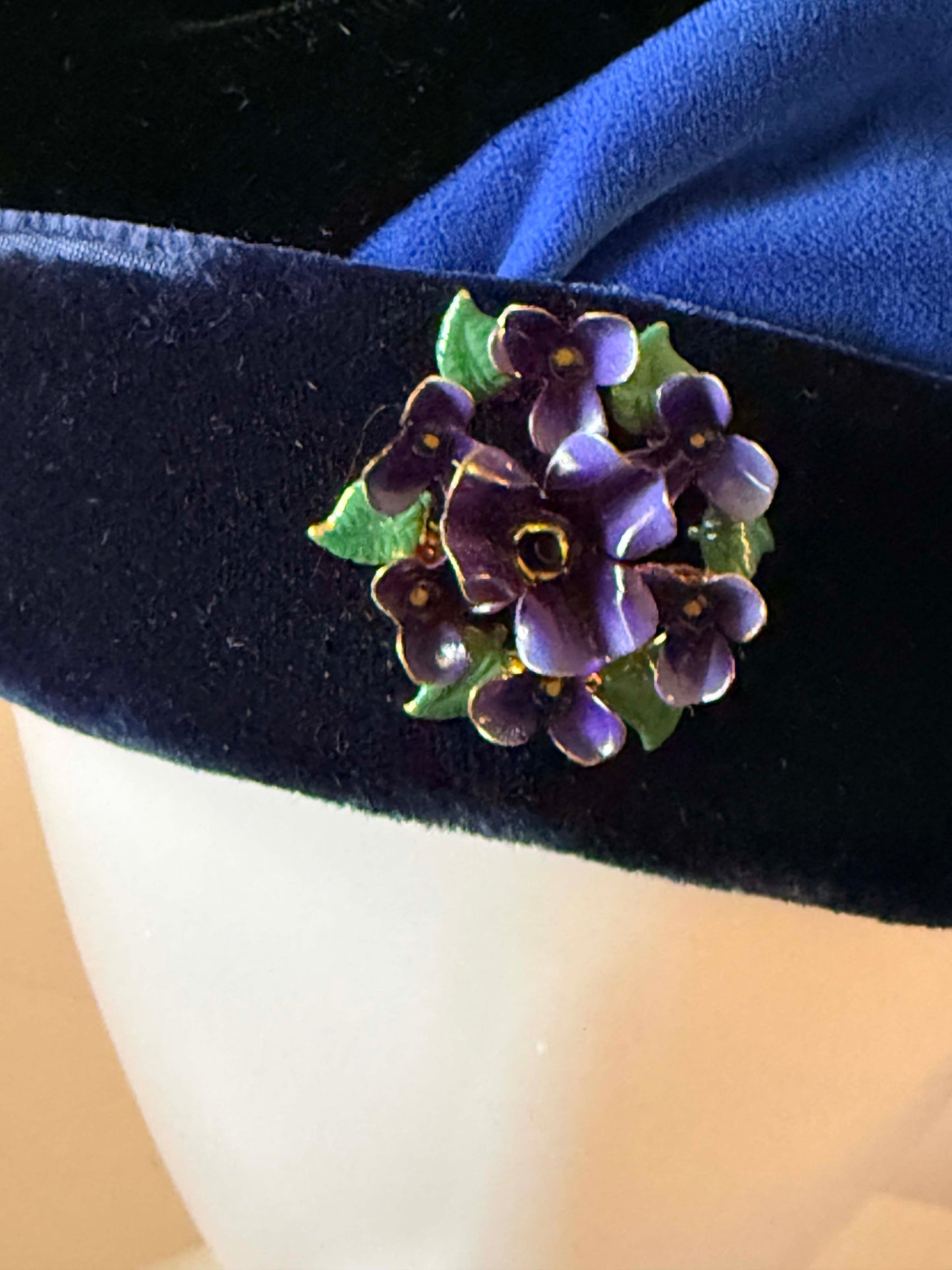 Vintage Delmore Blue Velvet Turban Hat | 1960s Blue Velvet Pillbox Hat | Mod Cocktail Hat | Royal Blue Headpiece | Mid Century Millinery