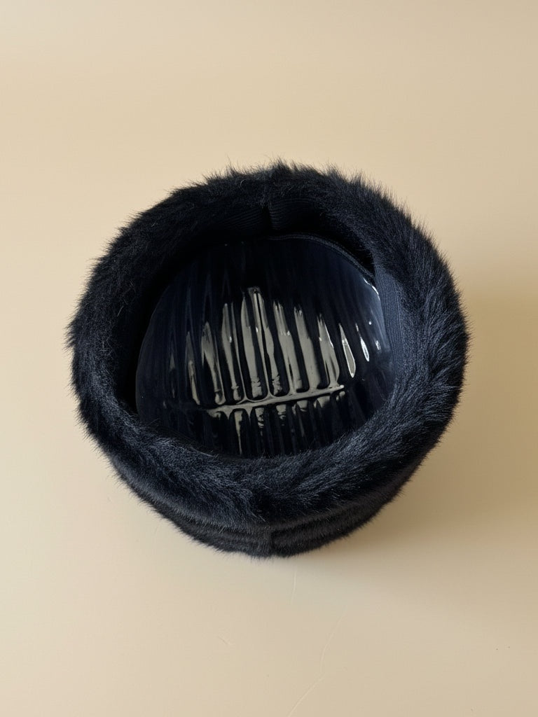 1940s–1960s Vintage Black Fur Hat | Classic Mid-Century Winter Elegance