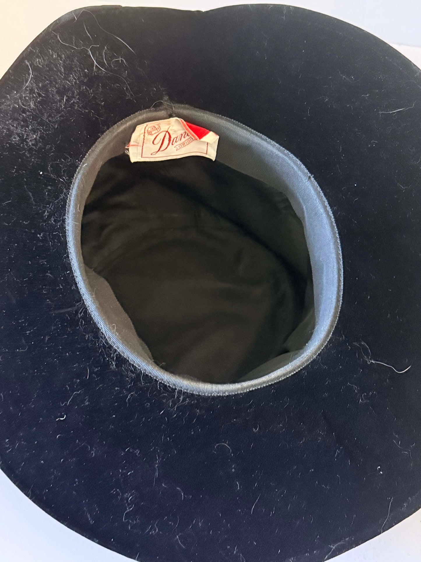 Vintage Dana Original Black Velvet Wide Brim Hat | 1950s Cocktail Hat | Elegant Mid Century Millinery | Black Velvet Dress Hat | Formal Occasion Hat