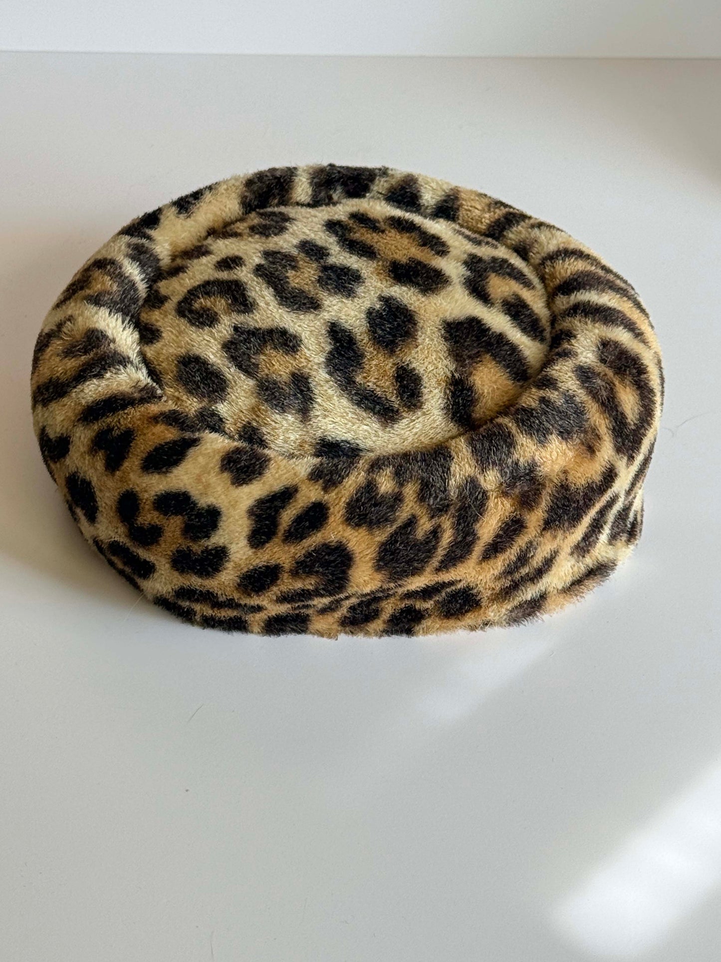 Vintage Leopard Print Faux Fur Pillbox Hat | 1960s Mod Animal Print Hat | Jackie O Style Winter Hat | Retro Statement Millinery