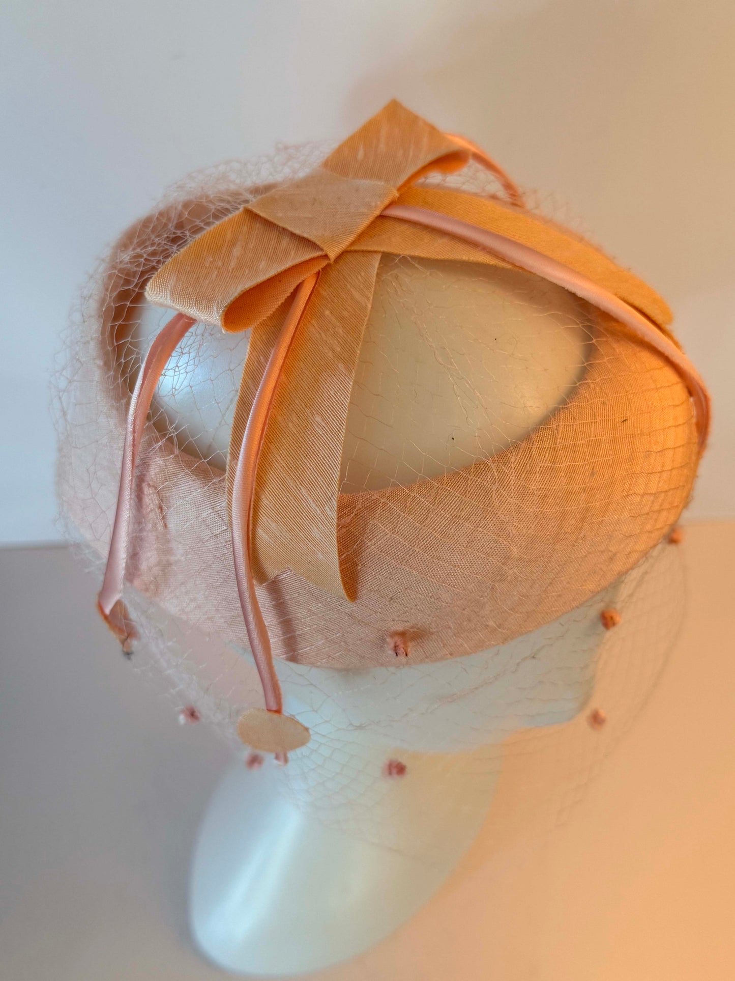 Vintage Blush Pink Veiled Pillbox Hat 1960s Pink Fascinator Bridal Hat Wedding Cocktail Church Easter Tea Party Jackie Kennedy Style