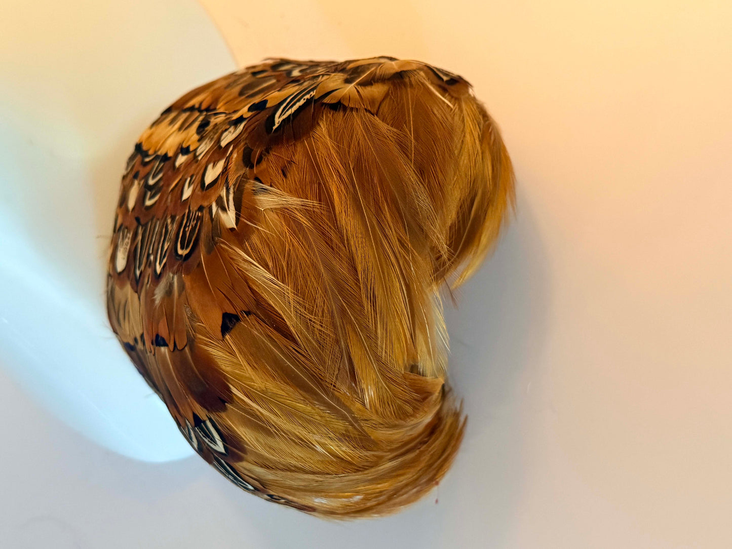 Vintage Pheasant Feather Fascinator Hat, 1960s Brown Feather Cocktail Headpiece, Kentucky Derby Hat, Woodland Wedding Fascinator, Vintage Millinery