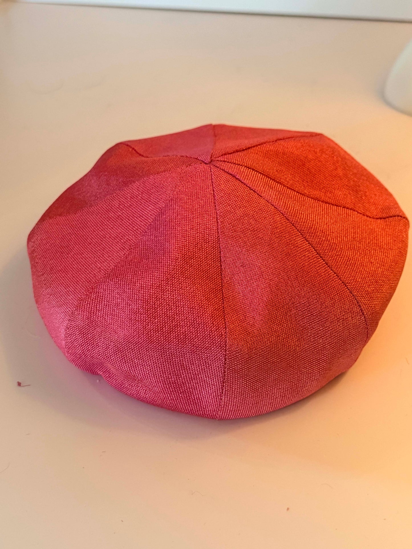 Vintage 1960s Pink Linen Pillbox Hat, Bubblegum Pink Beret Hat, Mid Century Minimalist Hat, Mod Millinery, Bridal Hat, Wedding Guest Hat