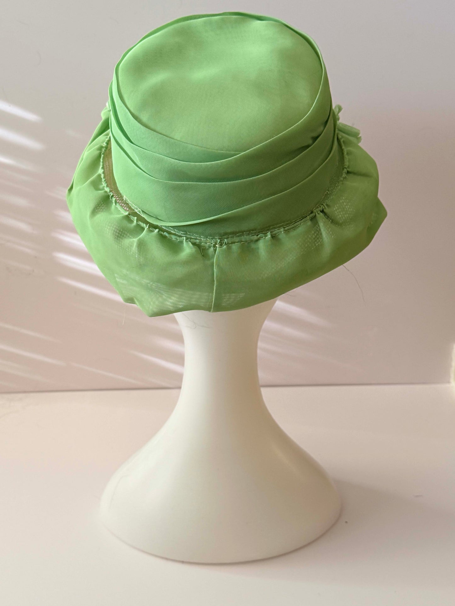 1960s Mint Lime Green Chiffon Hat – Vintage Sheer Mid Century Dress Hat