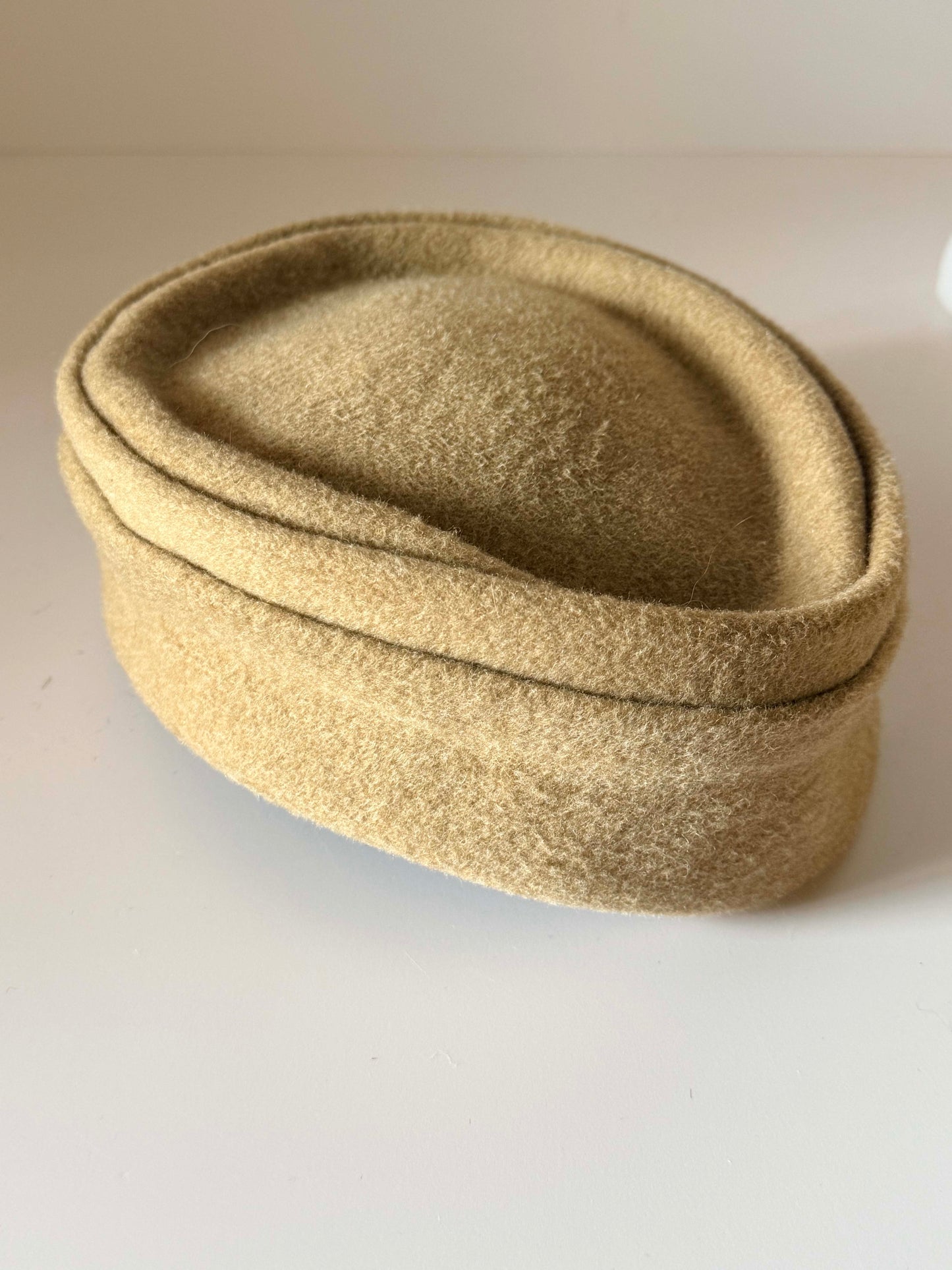 Vintage 1960s Madame Netter Half Hat, Beige Wool Cocktail Hat, Mid Century Sculptural Hat, Minimalist Millinery, Designer Vintage Hat