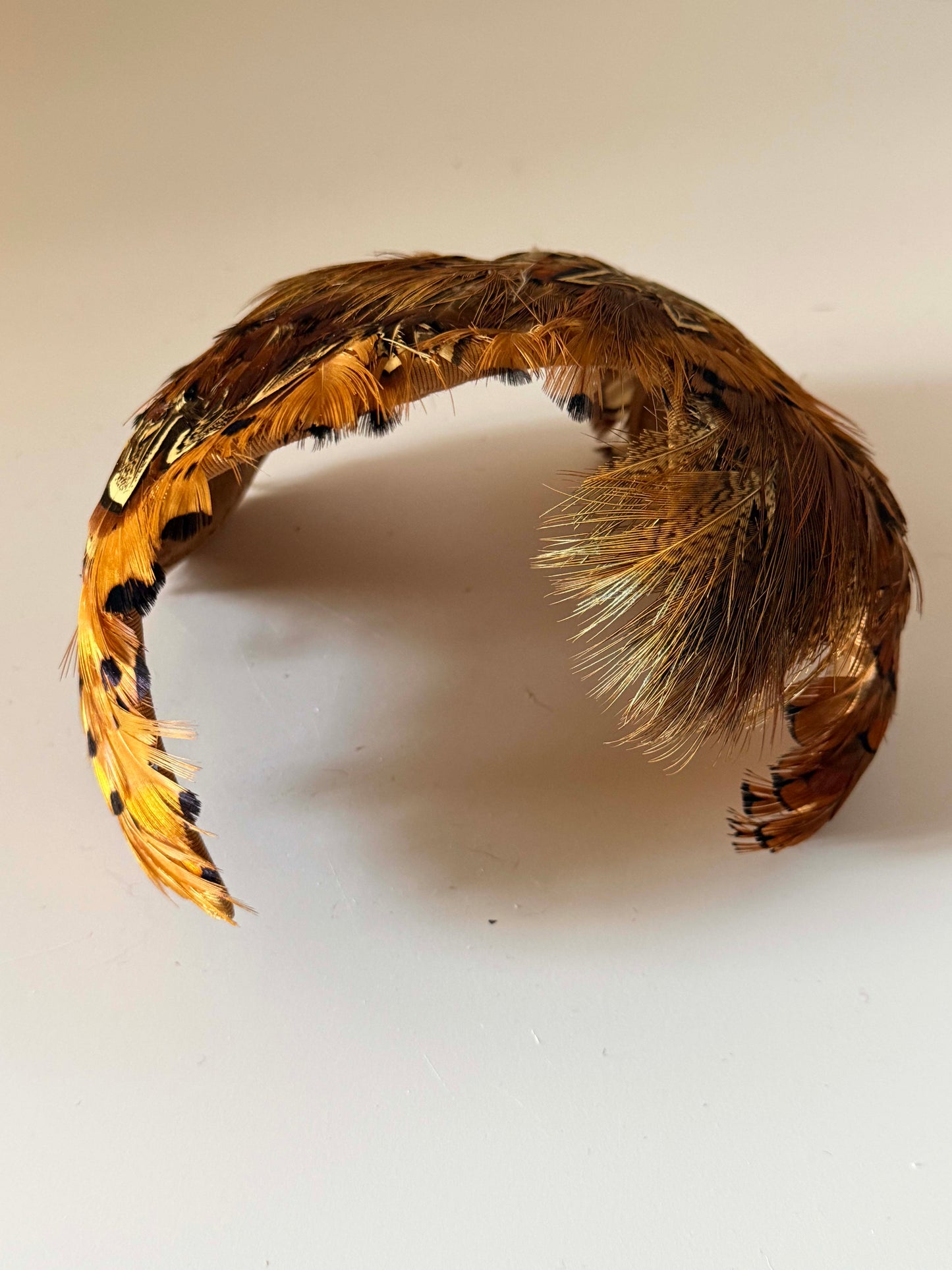 Vintage 1950s Best & Co Fifth Avenue Pheasant Feather Half Hat | Brown Feather Half Hat | Mid Century Cocktail Hat | Designer Millinery