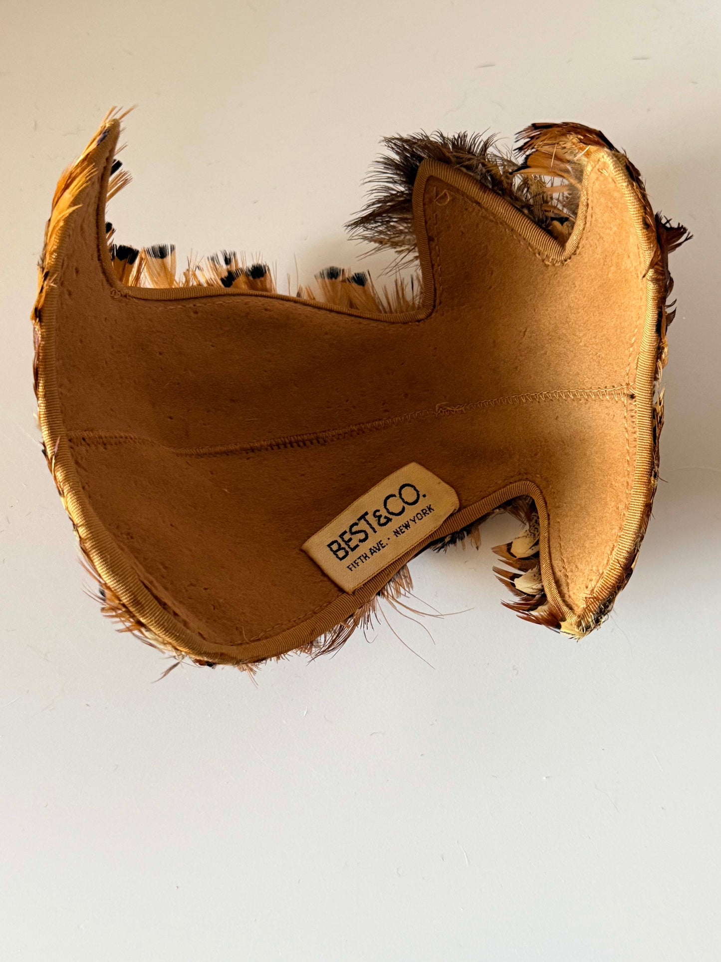 Vintage 1950s Best & Co Fifth Avenue Pheasant Feather Half Hat | Brown Feather Half Hat | Mid Century Cocktail Hat | Designer Millinery
