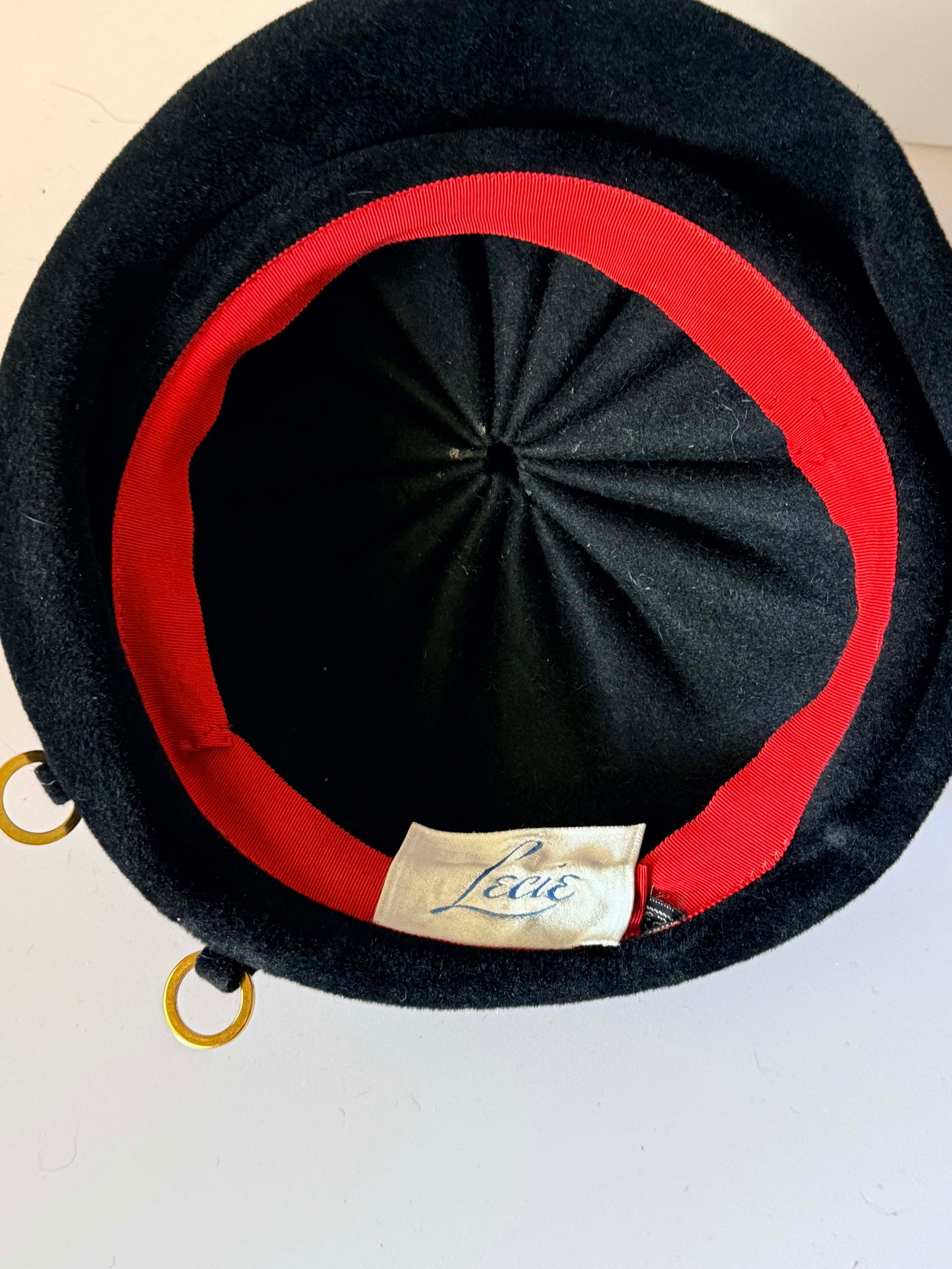 1960s Lecie Black Wool Felt Beret Vintage Designer Cocktail Hat Black Wool Felt Mid Century Millinery