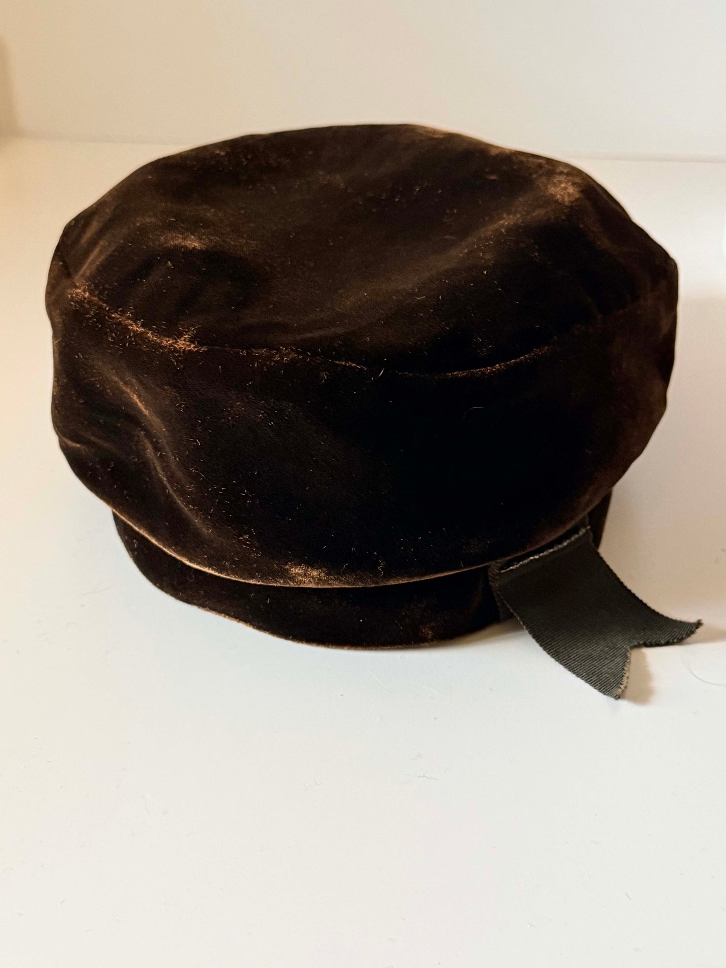 Vintage Brown Velvet Pillbox Hat 1960s Chocolate Brown Cocktail Hat Classic Mid Century Church Hat Elegant Millinery