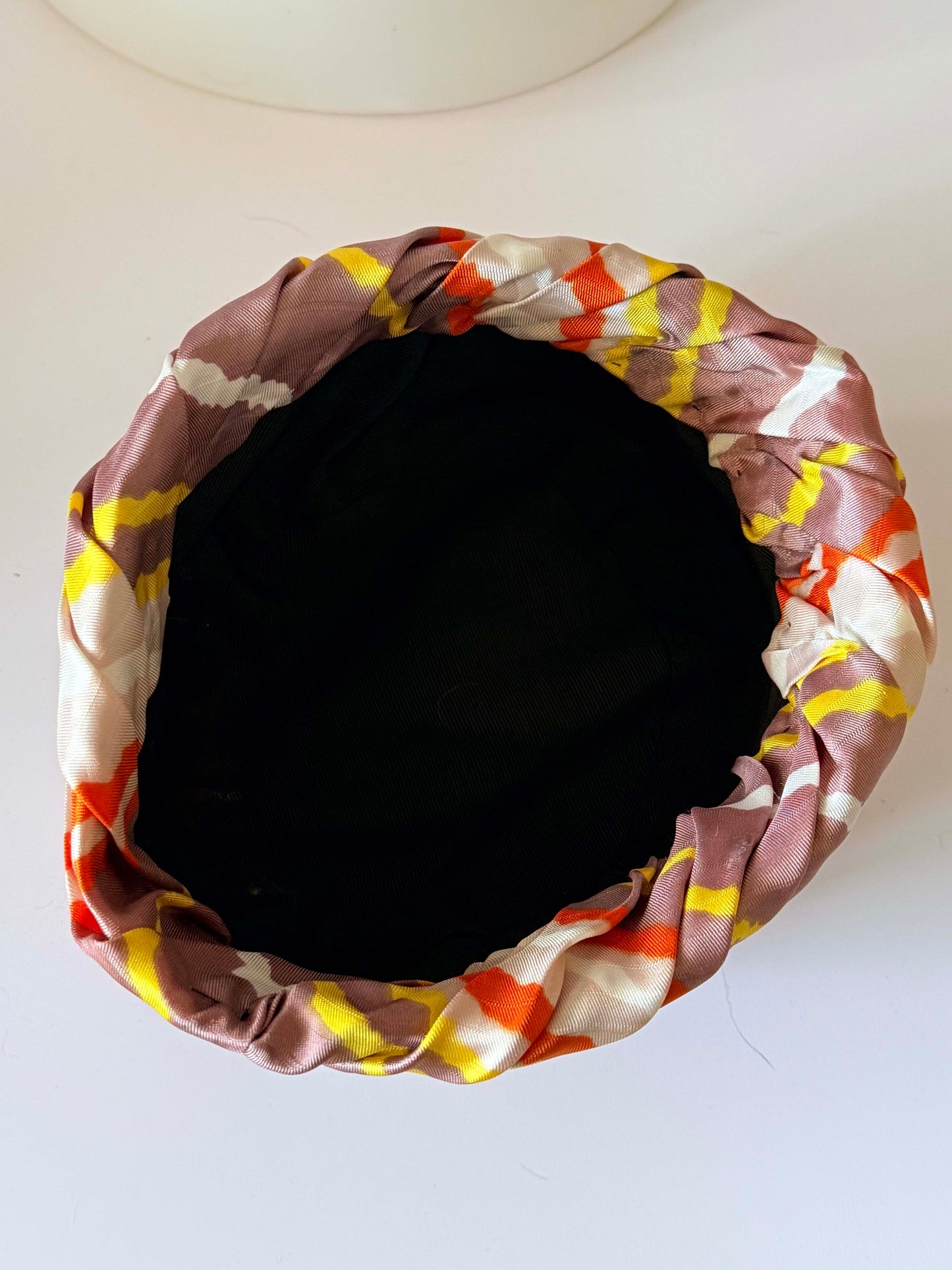 Vintage Hattie Carnegie Silk Turban Hat 1960s Striped Draped Designer Headpiece