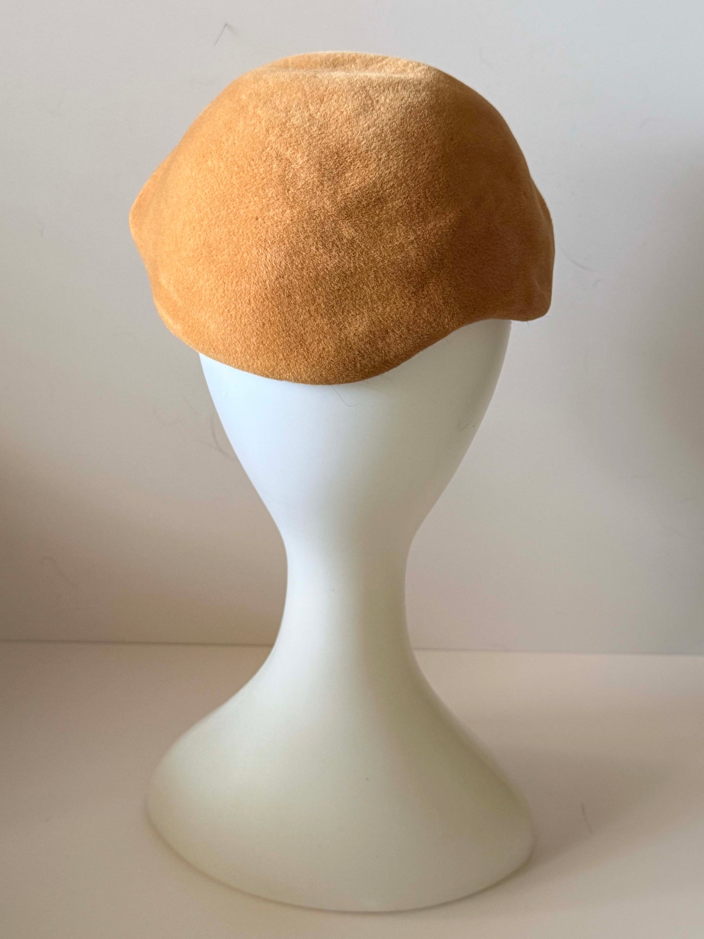 Vintage Rothschilds Camel Wool Felt Beret with Rhinestone – Classic French Style Velour Hat