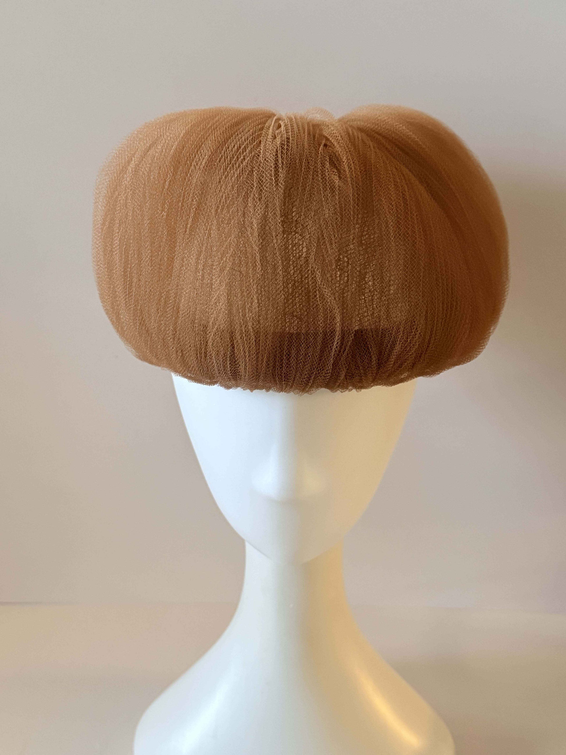 1960s Mr. John Boutique Brown Tulle Hat, Vintage Designer Cocktail Hat, Bubble Toque, Couture Millinery, Women's Vintage Hat