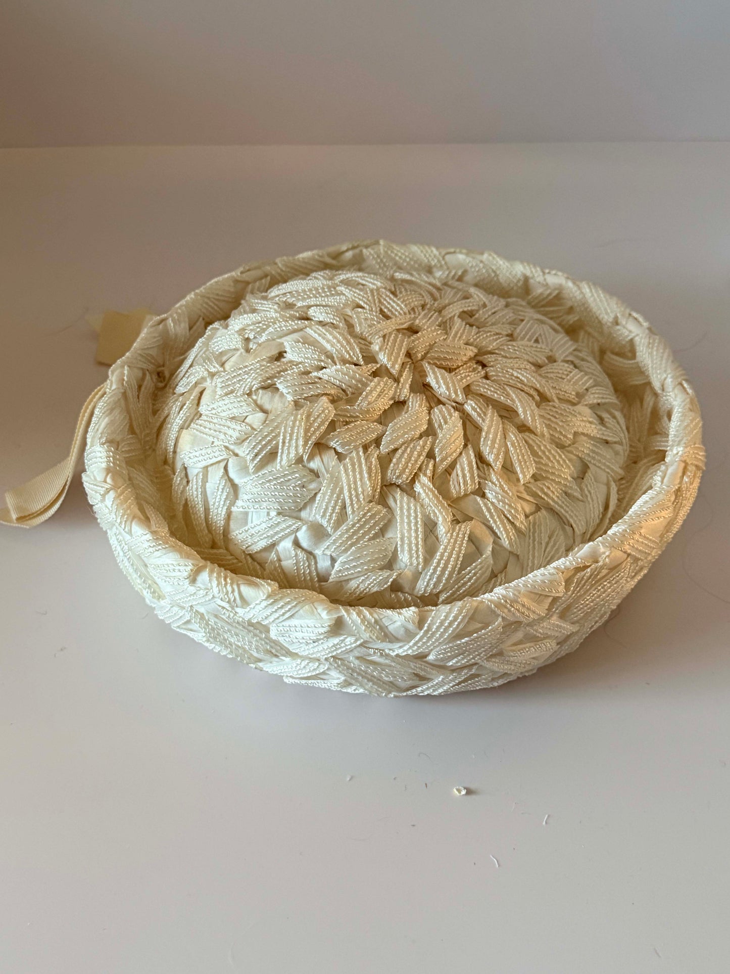 Vintage 1960s Ivory Juliet Cap Bridal Hat, Woven Braid Cocktail Hat, Mid Century Wedding Hat, Retro Bridal Millinery, Ivory Wedding Headpiece