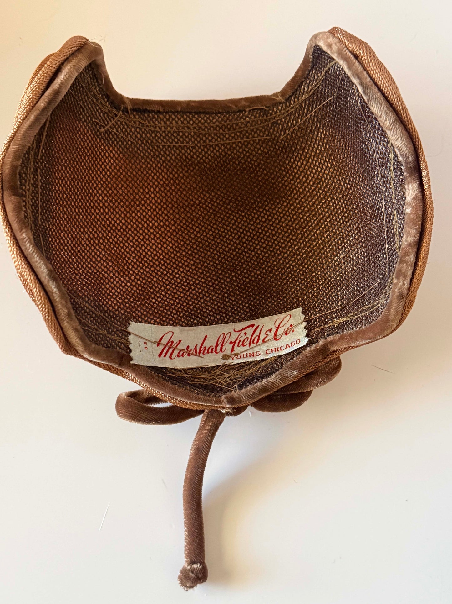 Vintage Marshall Field & Co Brown Cocktail Hat | Late 1940s Tilt Hat | Young Chicago Millinery | Sculptural Mid Century Hat | Women's Vintage Hat