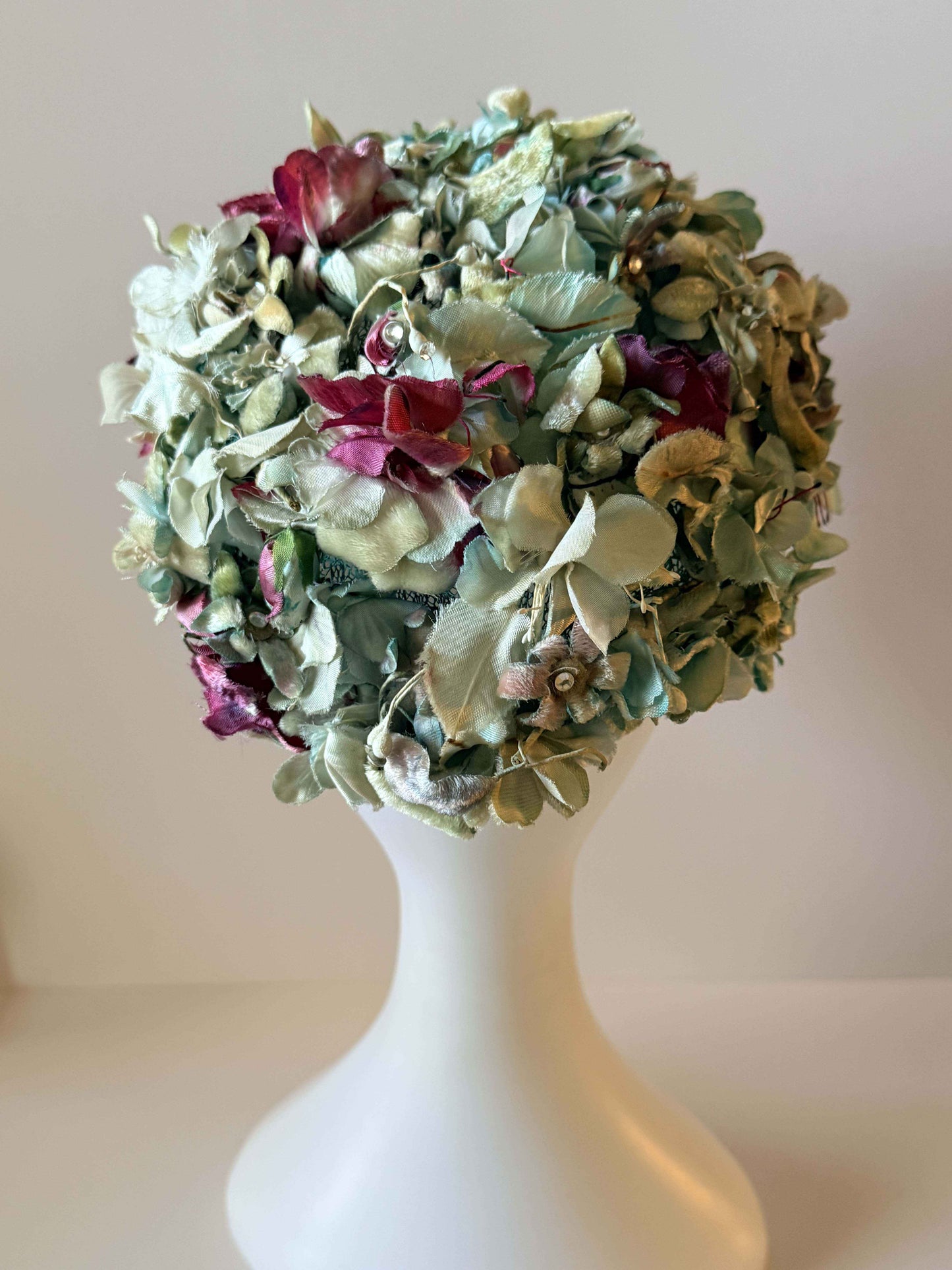 Vintage Le Branche Floral Pillbox Hat | 1960s Union Made Blue Flower Hat | Garden Party Hat | Kentucky Derby Hat | Spring Millinery
