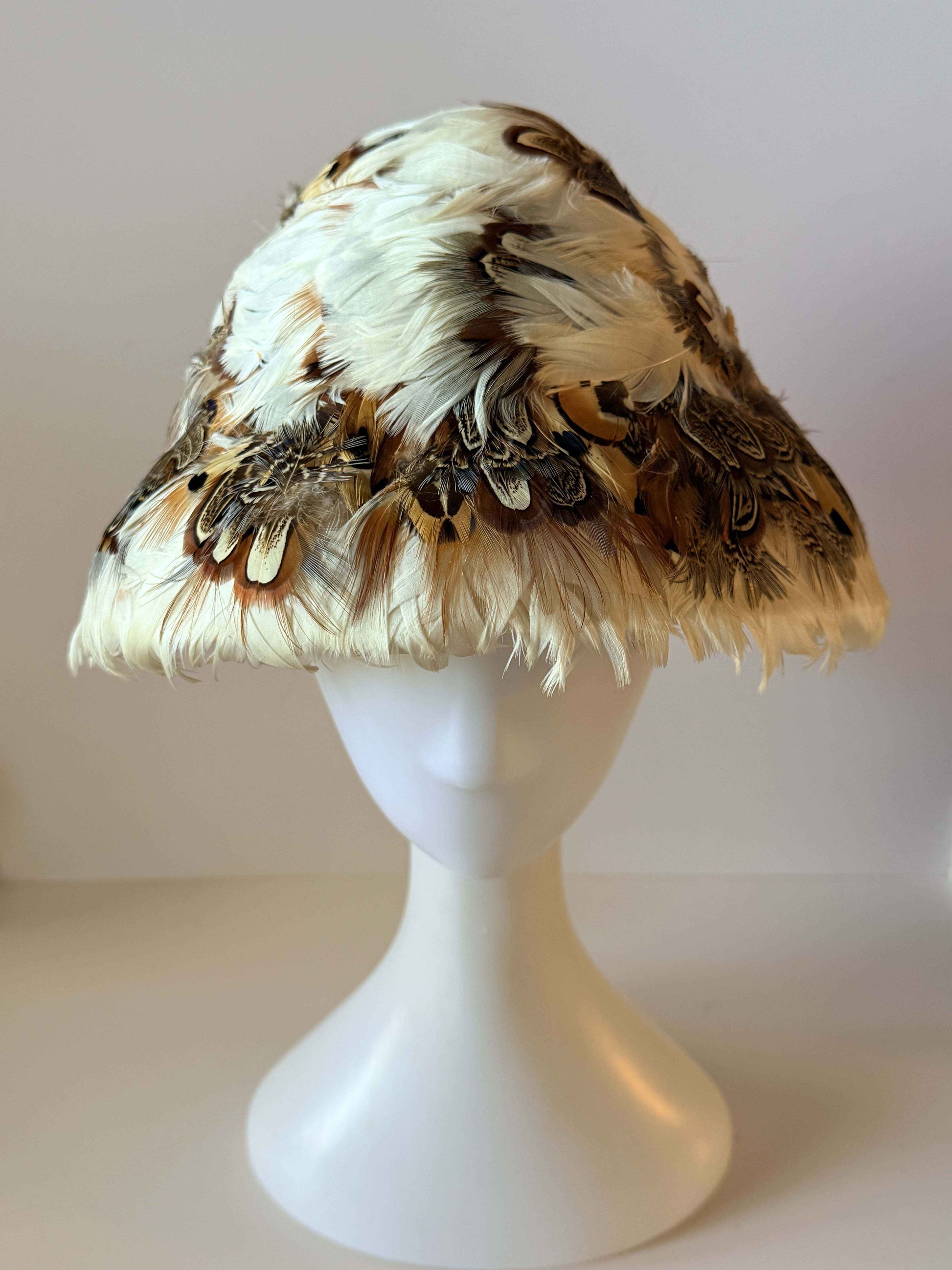 Vintage Schiaparelli Paris Feather Cocktail Hat | Henriette Marté Boutique | Designer Feather Hat | Haute Couture Millinery