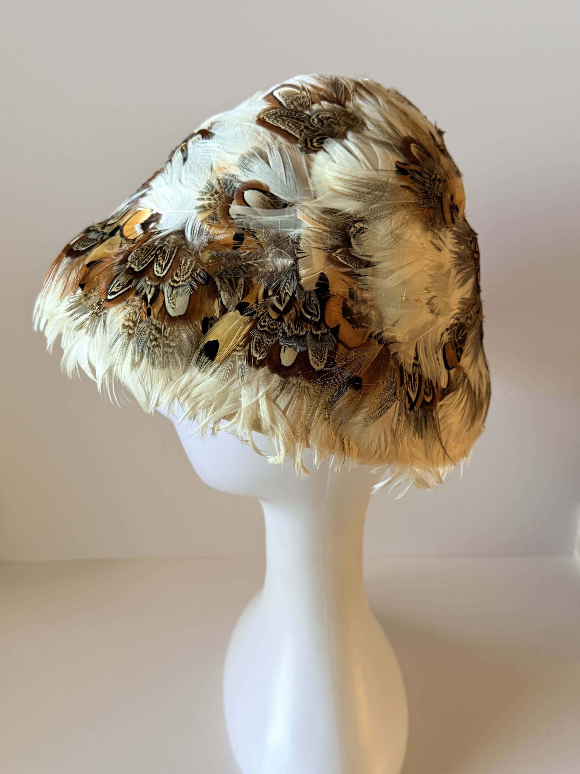 Vintage Schiaparelli Paris Feather Cocktail Hat | Henriette Marté Boutique | Designer Feather Hat | Haute Couture Millinery