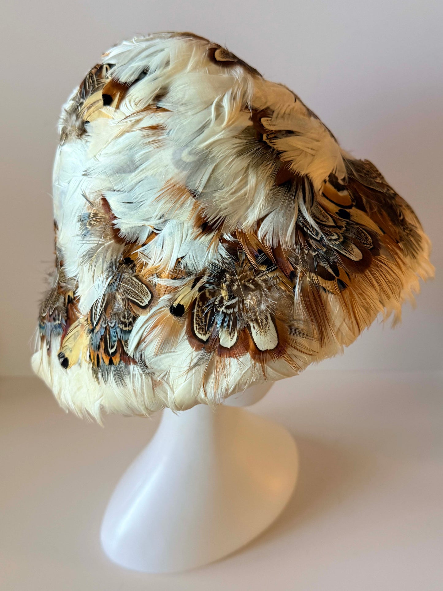 Vintage Schiaparelli Paris Feather Cocktail Hat | Henriette Marté Boutique | Designer Feather Hat | Haute Couture Millinery